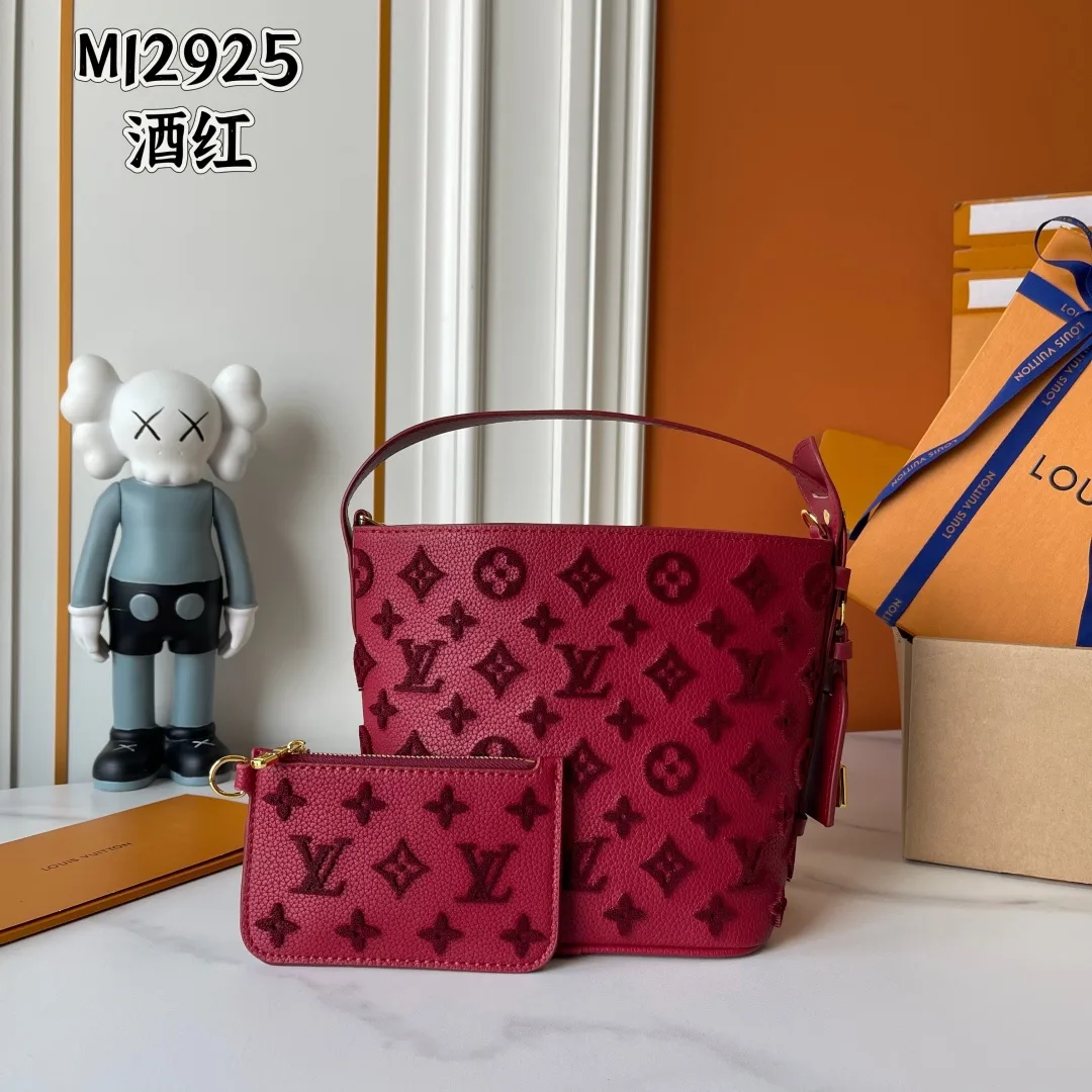 Louis Vuitton Cowhide Bucket Bag in Burgundy · view 2