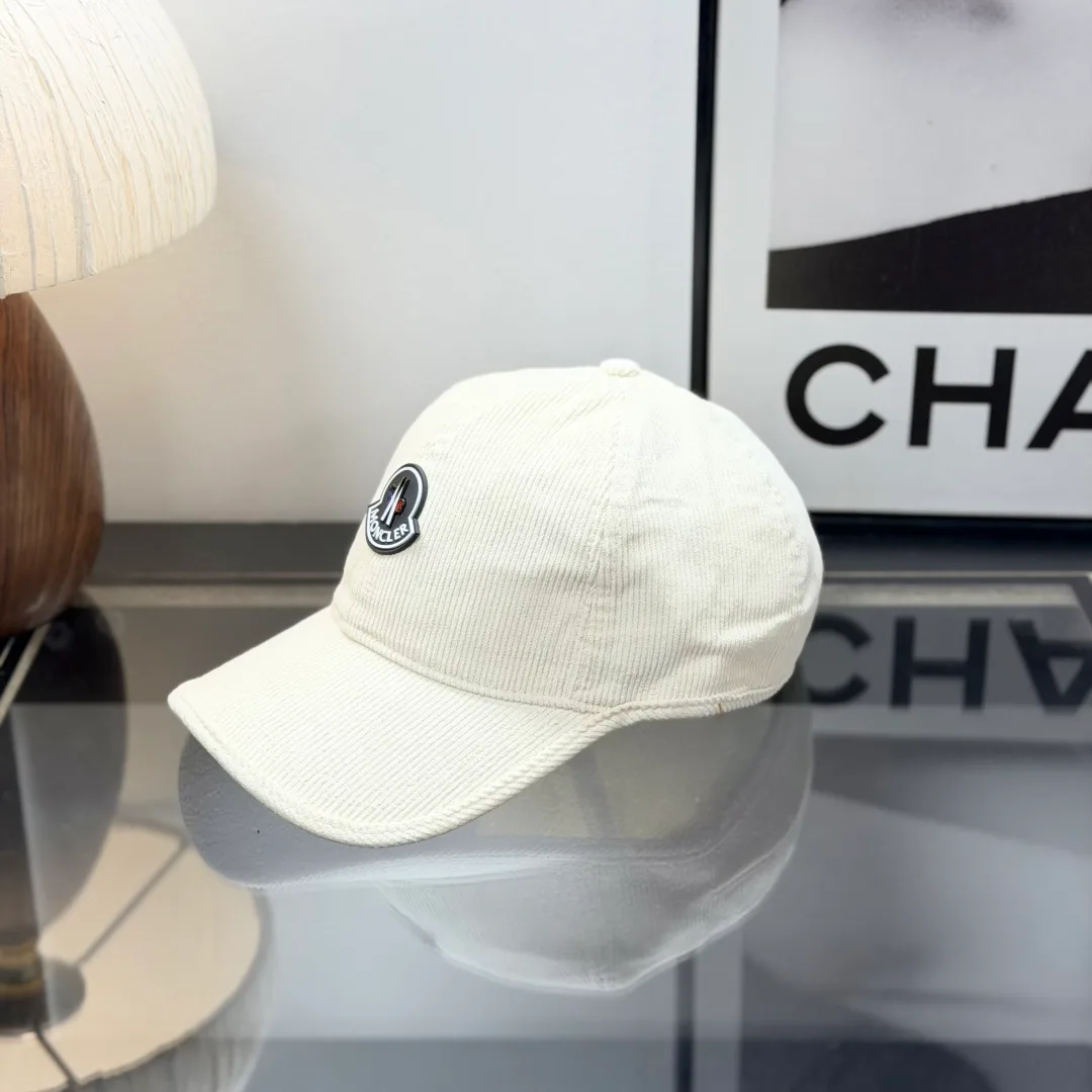 Moncler Smooth Baseball Cap in Cream · view 3
