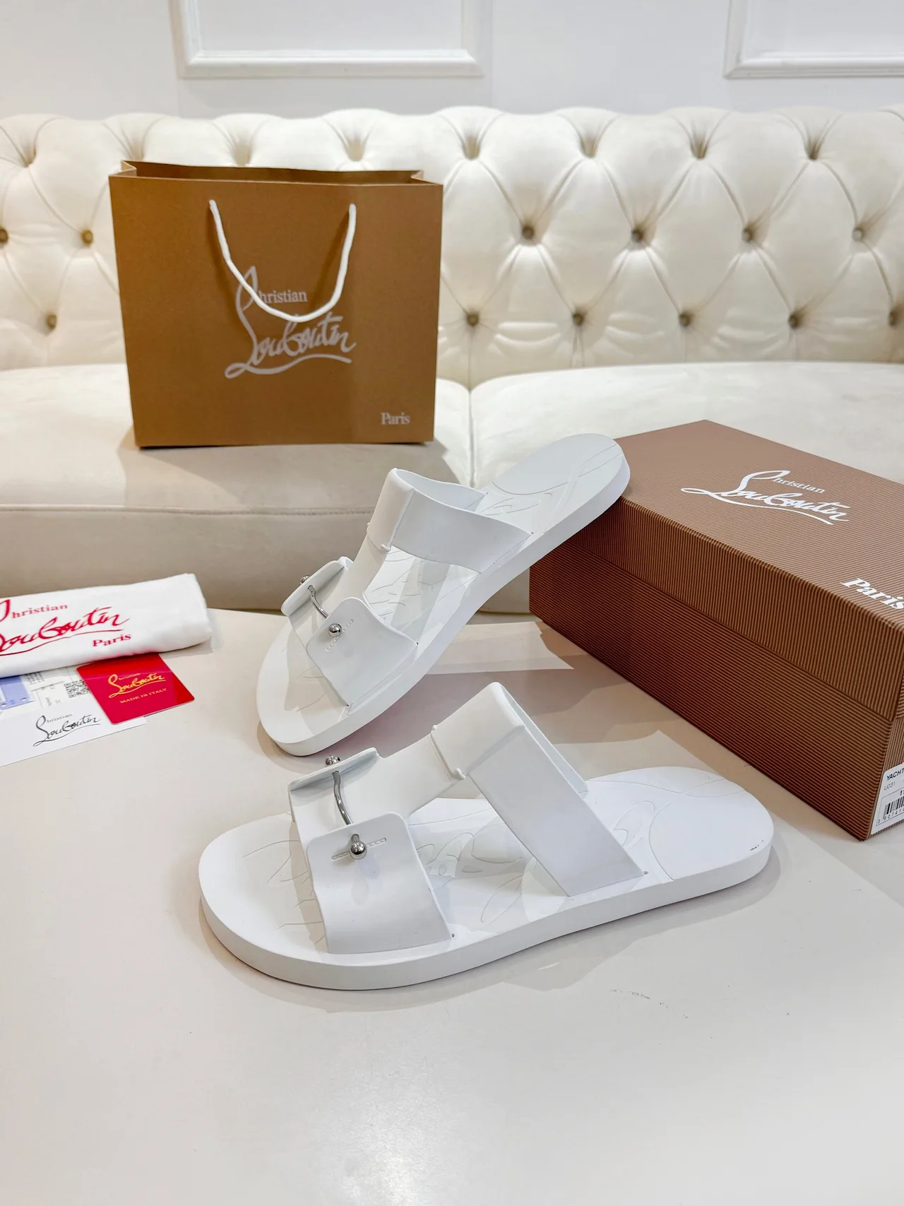 Christian Louboutin Slide Sandals in White · view 4
