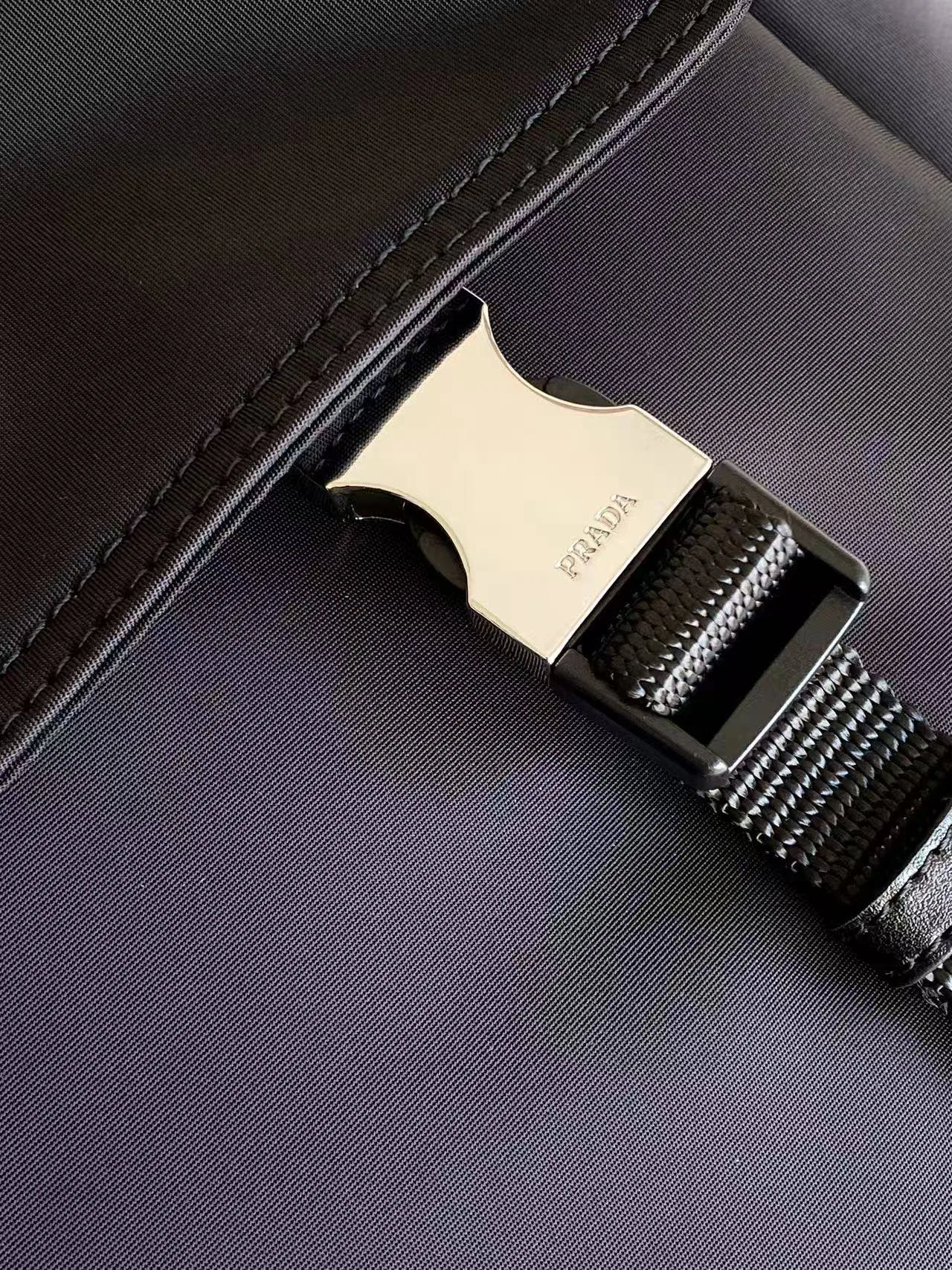 Prada Buckle-Detail Flap Shoulder Bag in Black · view 7
