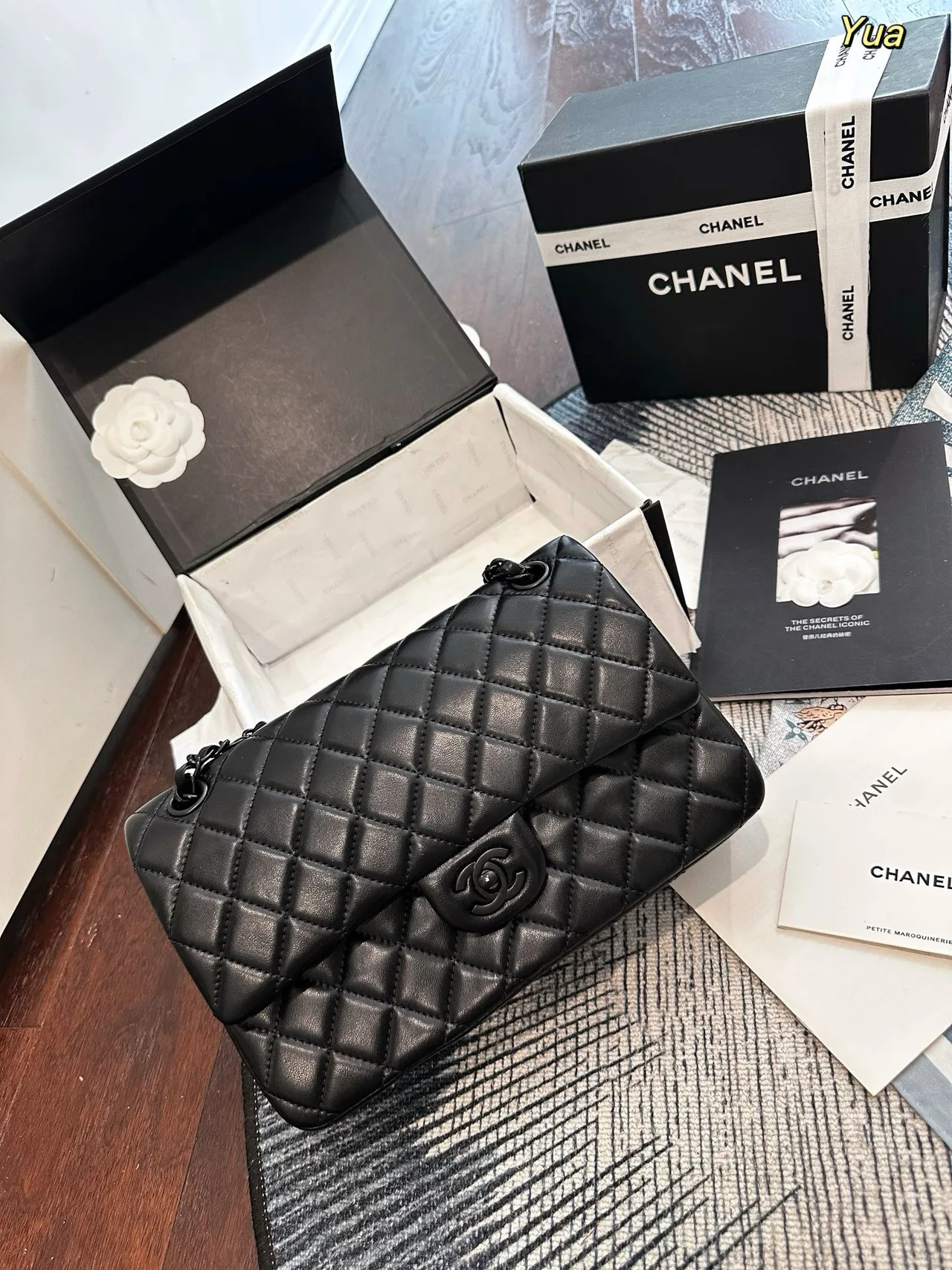 Chanel Lambskin Flap Shoulder Bag in Black · view 1