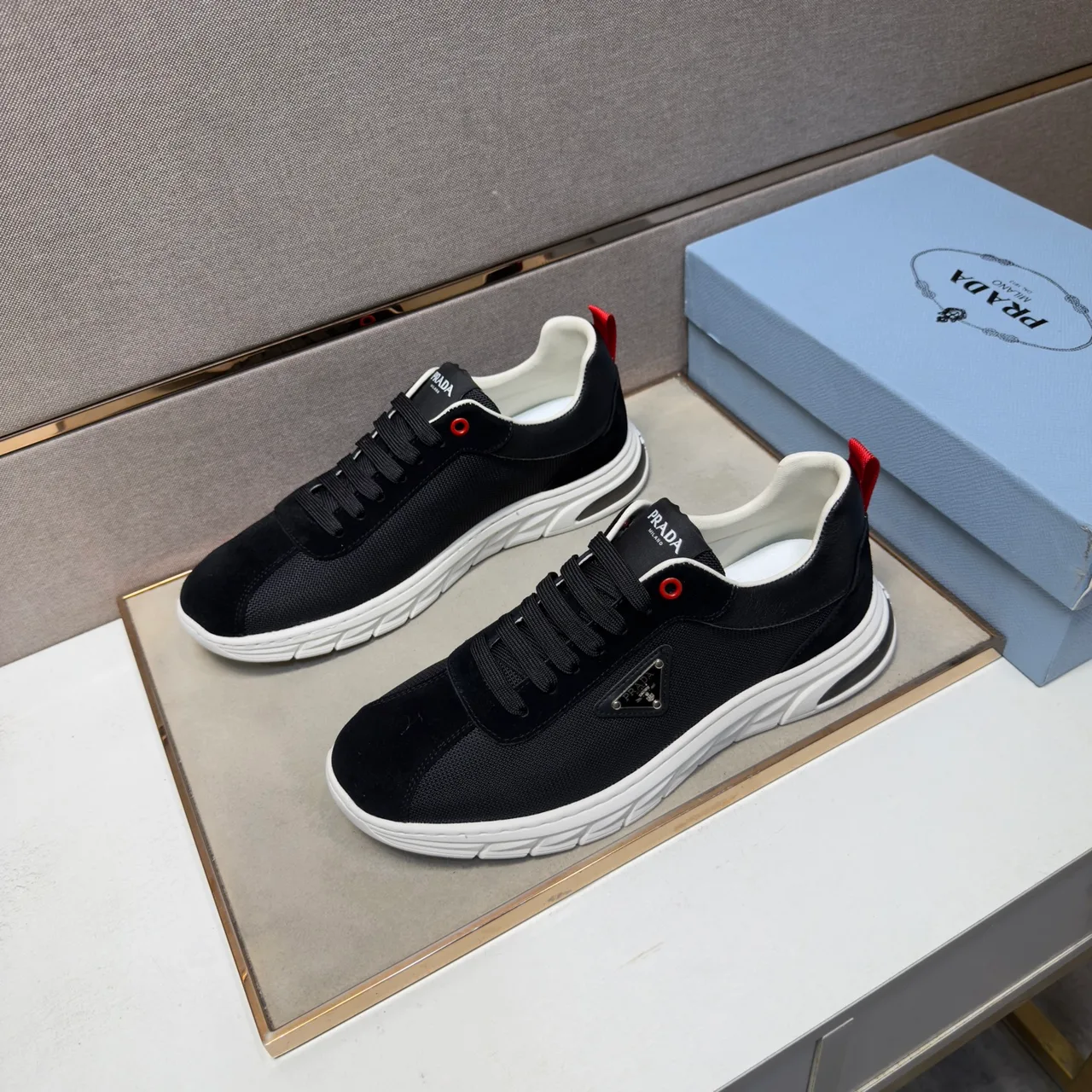 Prada Leather Sneakers in Black · view 2