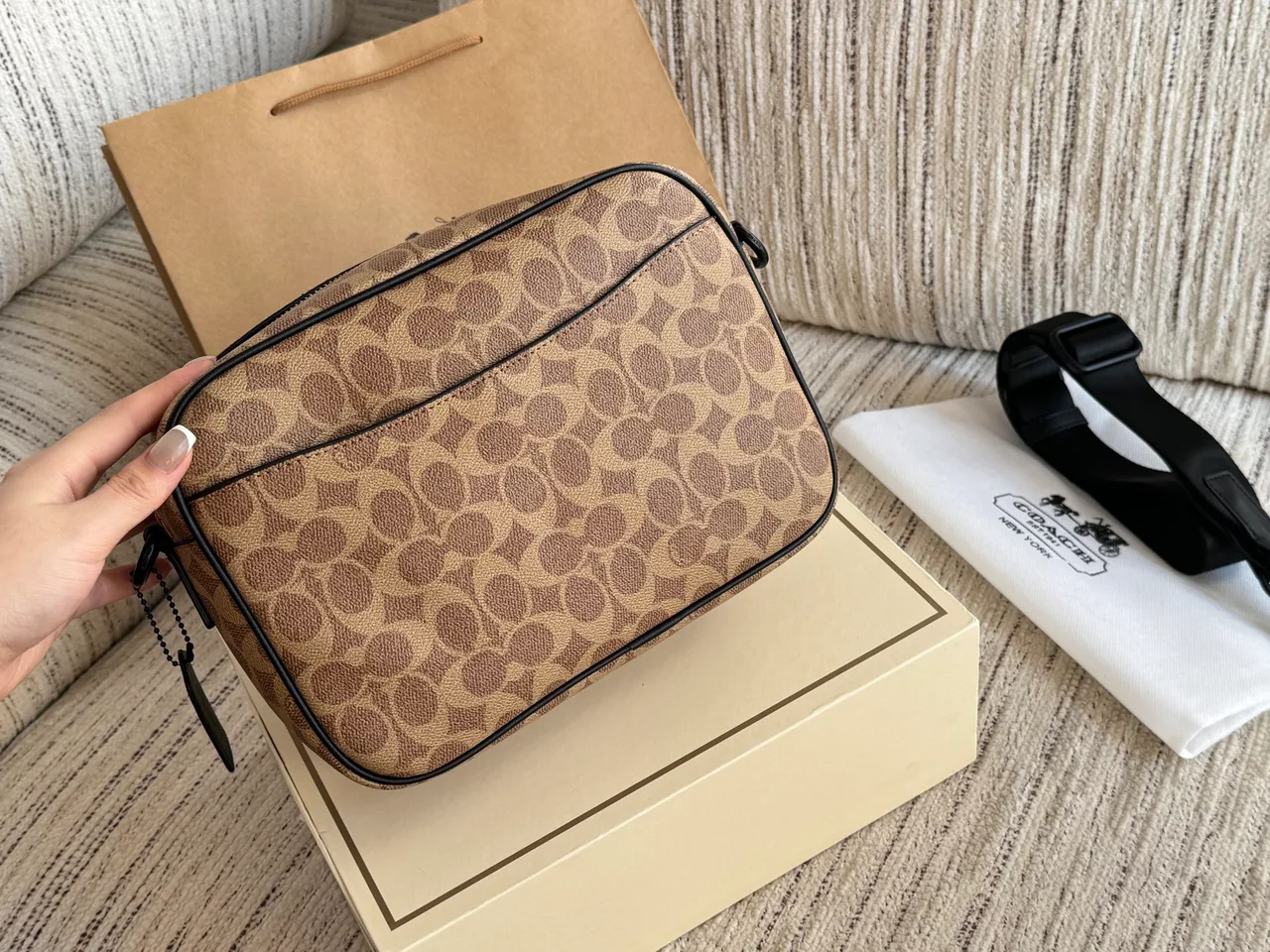 Coach Crossbody Bag in Grey & Tan · view 4