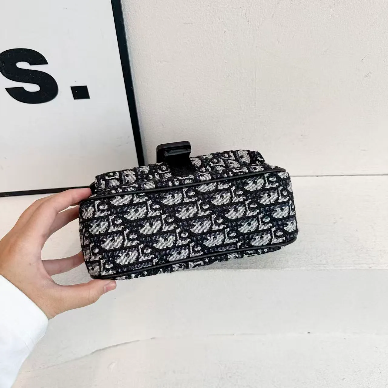 Dior Flap Crossbody Bag in Black & Grey & Blue · view 6