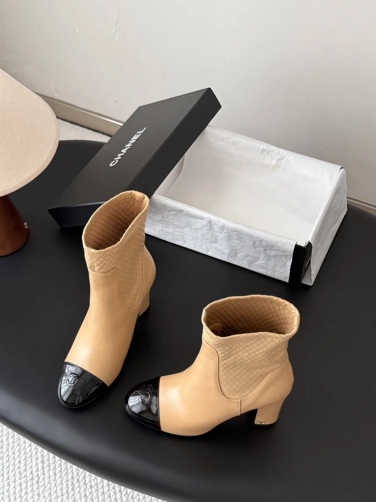 Chanel Cowhide Boots in Beige · view 4