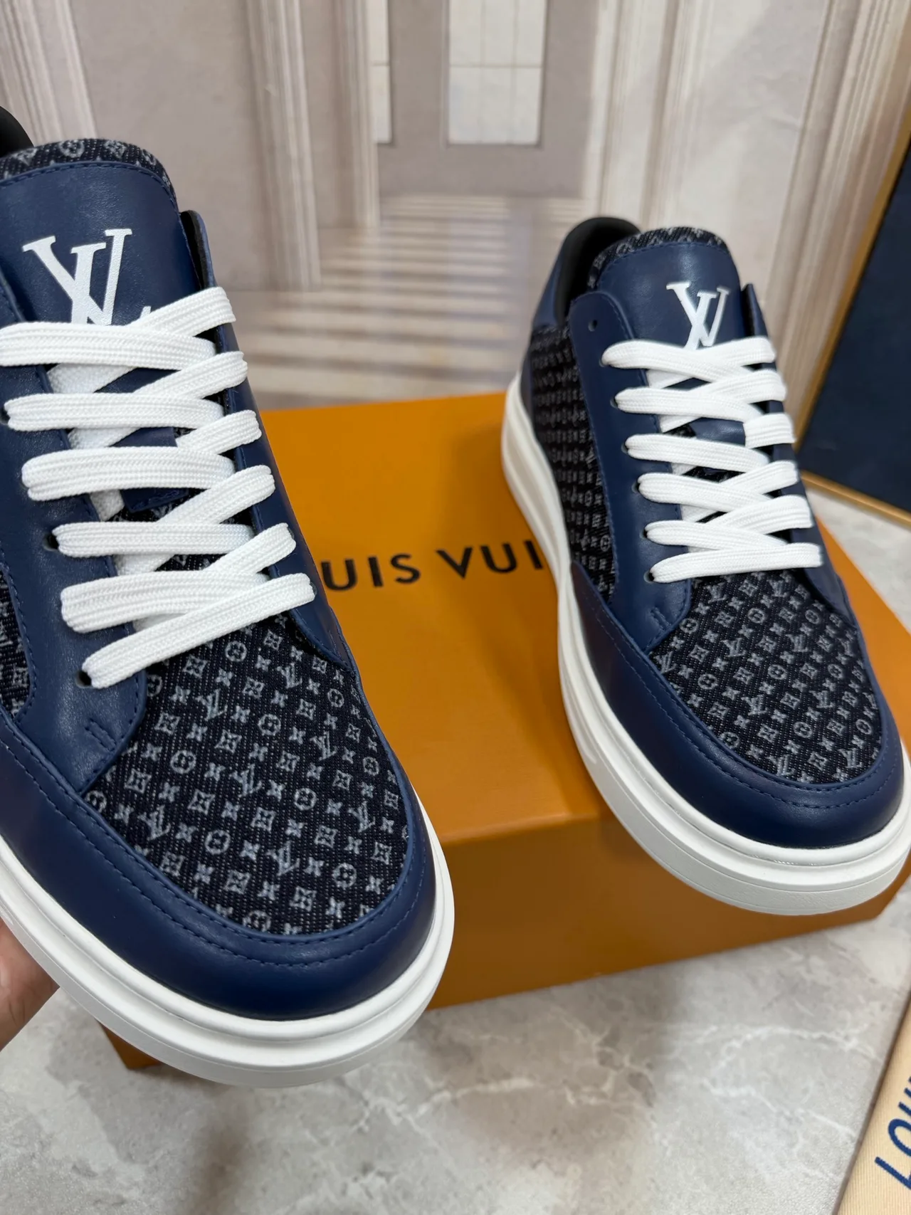 Louis Vuitton Calfskin Sneakers in Blue · view 2
