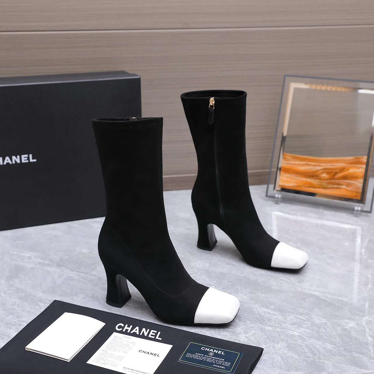 Chanel Cowhide Boots in Black · view 4