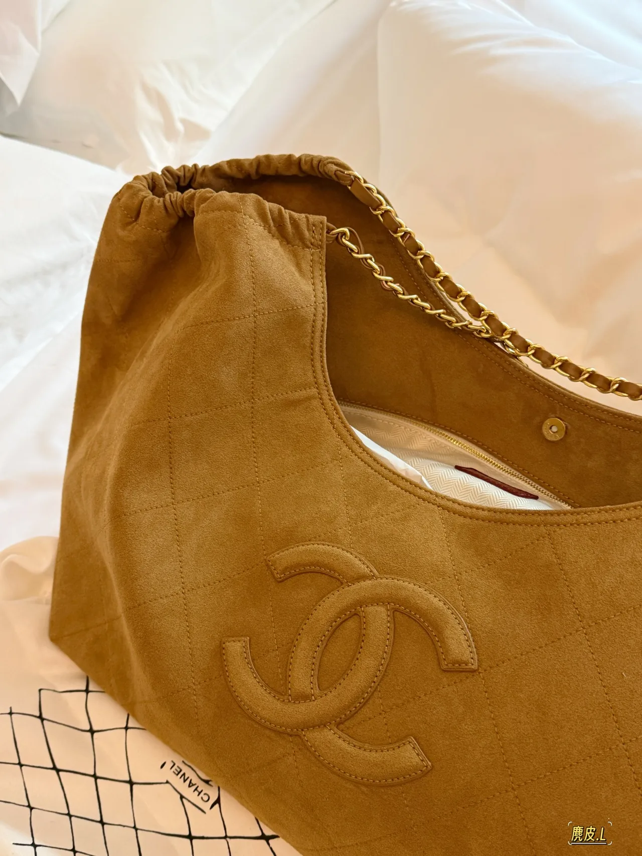 Chanel Quilted Hobo Bag in Tan · view 6