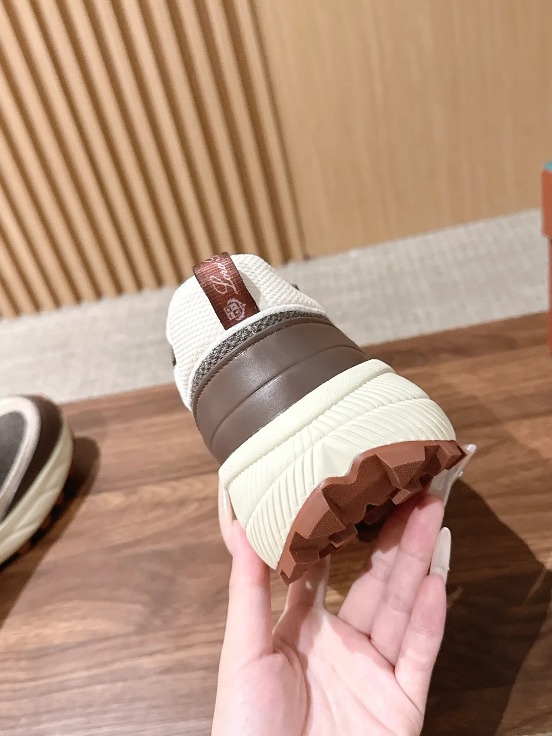 Cowhide Panel Lace-Up Sneakers in Brown · view 8