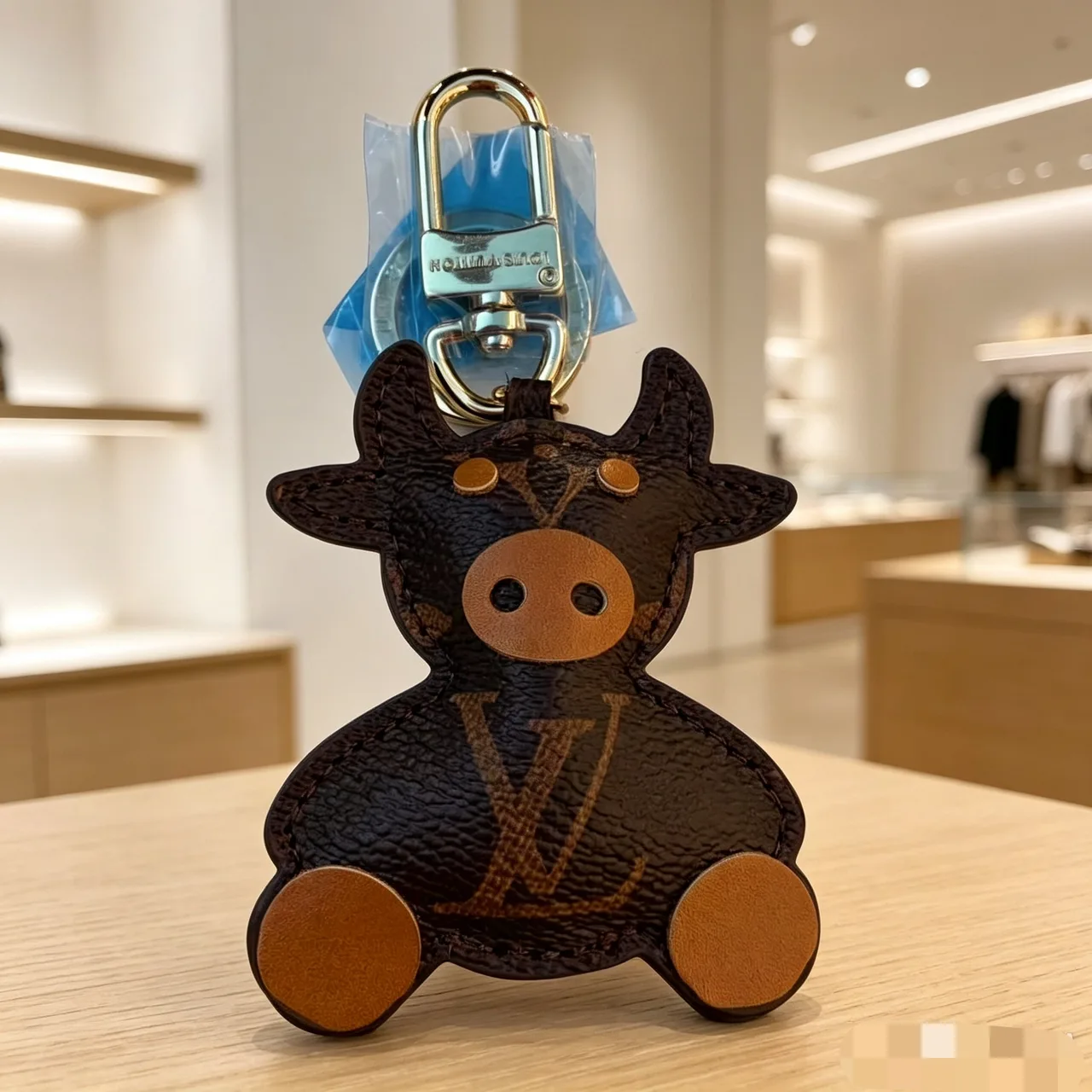 Louis Vuitton Glossy Cow Character Keychain in Brown · view 1