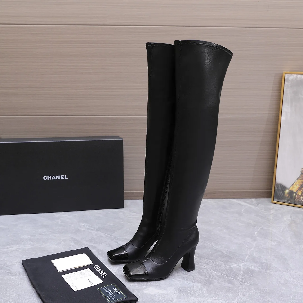 Chanel Cowhide Boots in Black · view 5