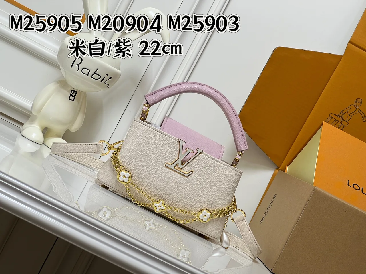 Louis Vuitton Cowhide Top-Handle Bag in White · view 2