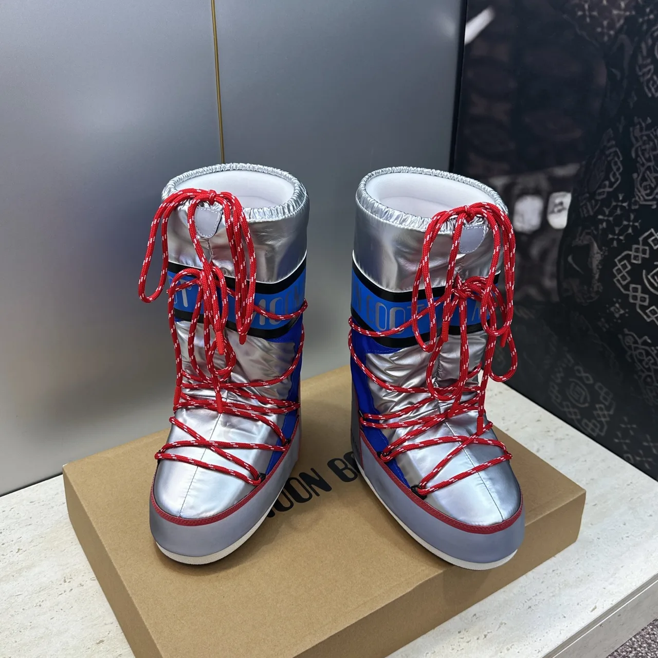 Moon Boot Glossy Park Soulmate Snow Boots in Silver · view 2