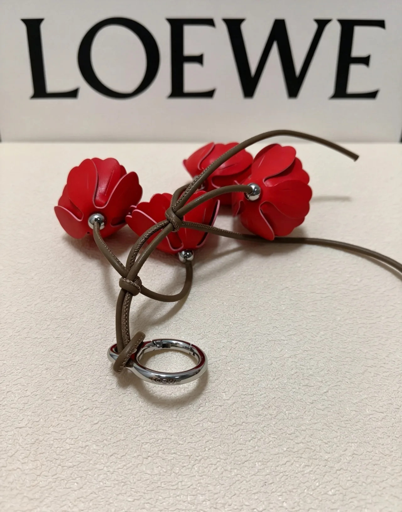 Loewe Leather Rose Bouquet Bag Charm in Red · view 4