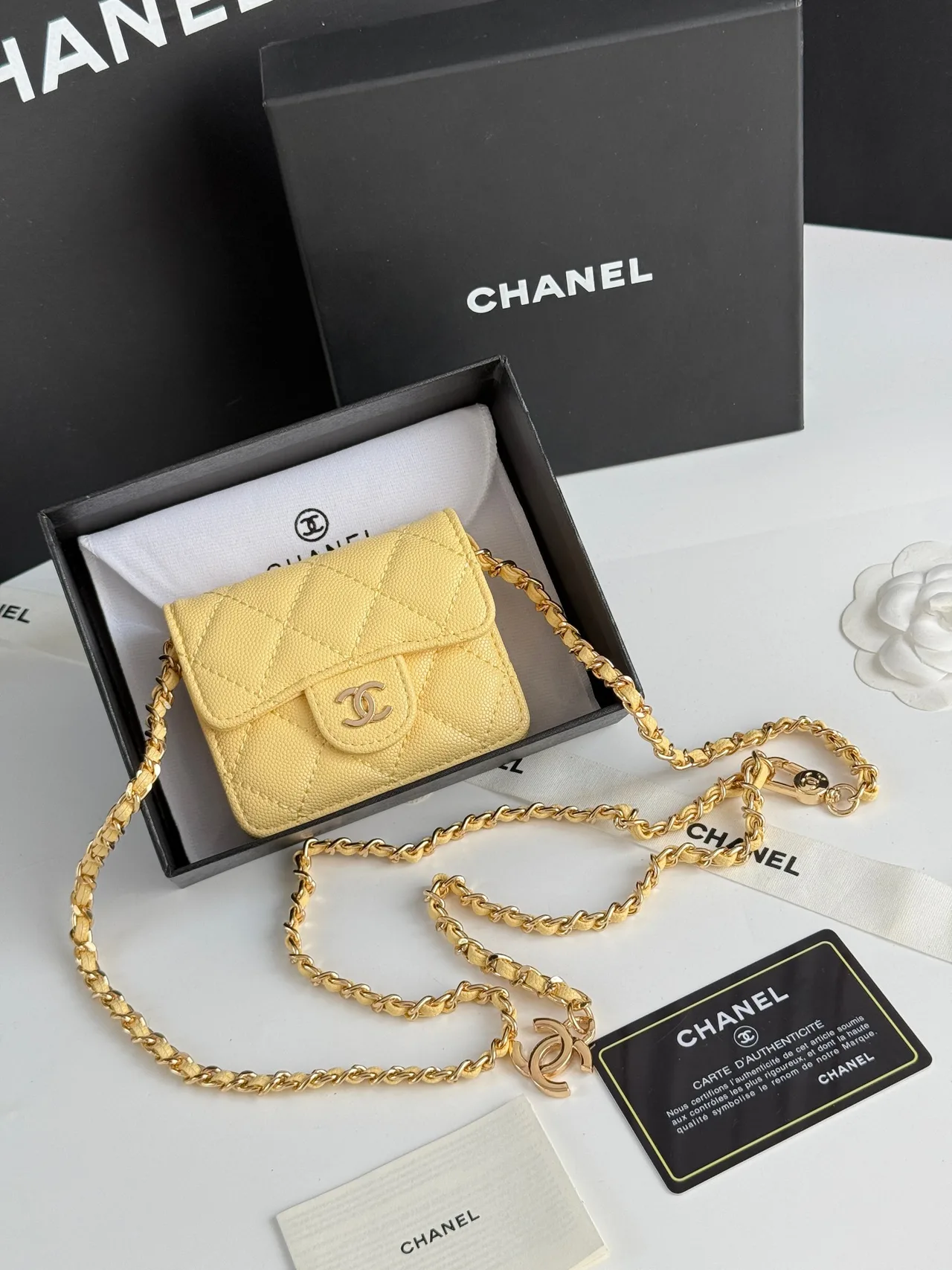 Chanel Quilted Wallet in Yellow · view 1