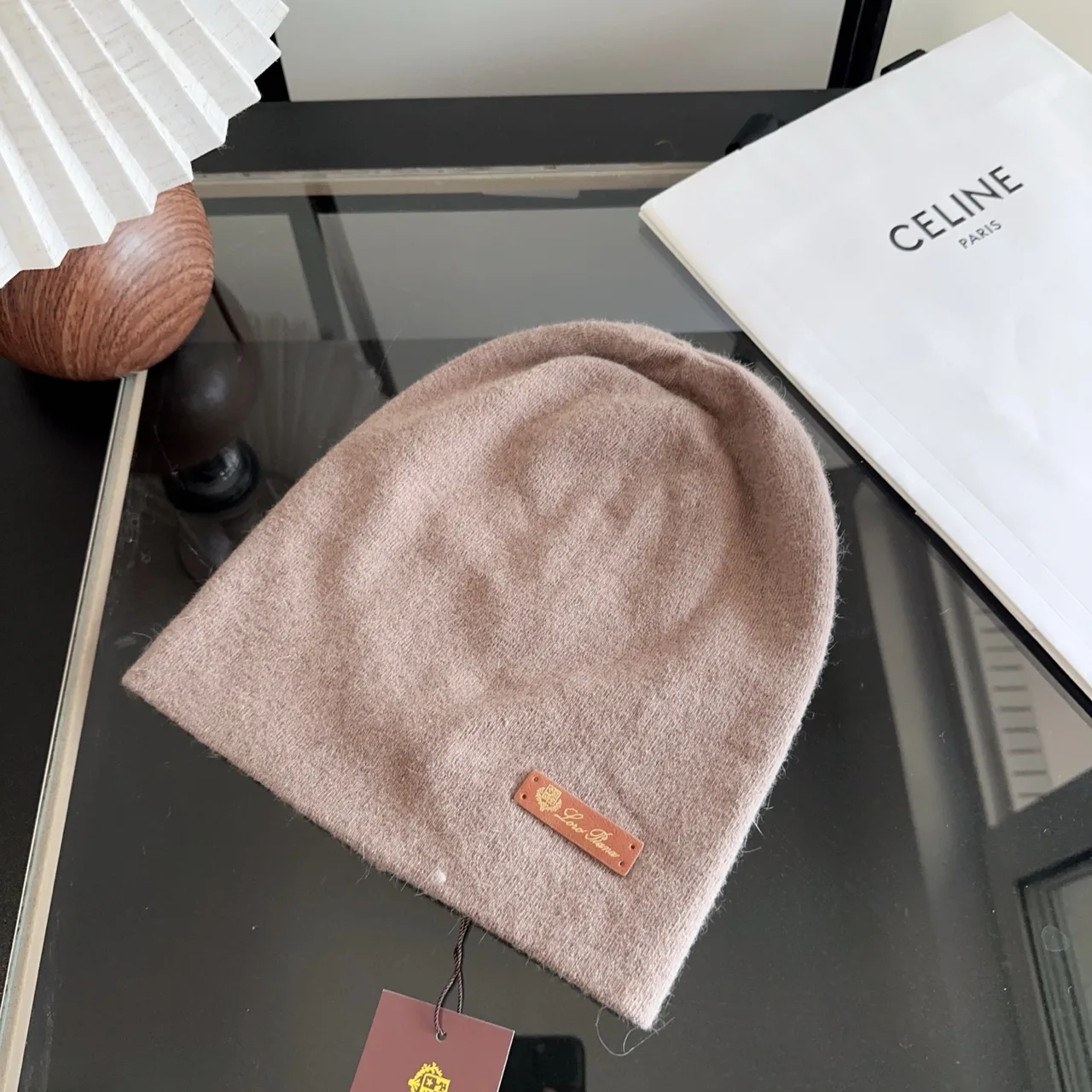 Celine Smooth Beanie in Brown · view 1