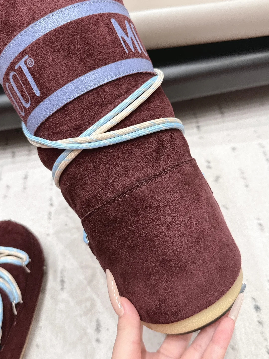 Moon Boot Suede-Look Snow Boots in Burgundy · view 7