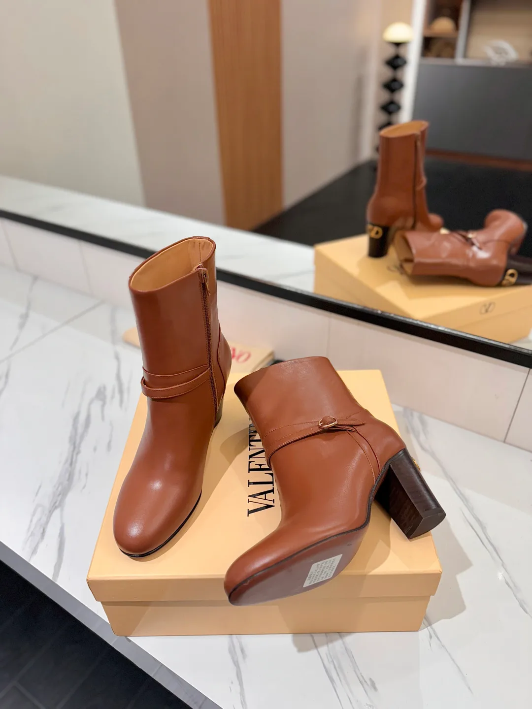 Valentino Calfskin Boots in Brown · view 5