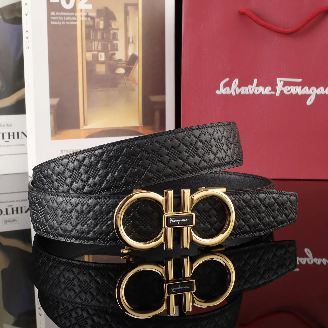 Ferragamo Gancini Buckle Belt in Black · view 2