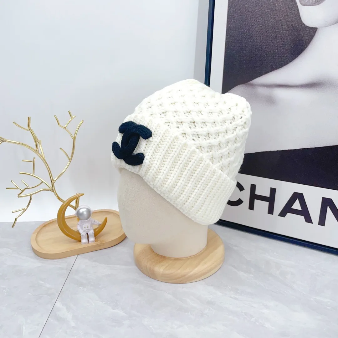 Chanel Wool CC Knit Beanie in White · view 5