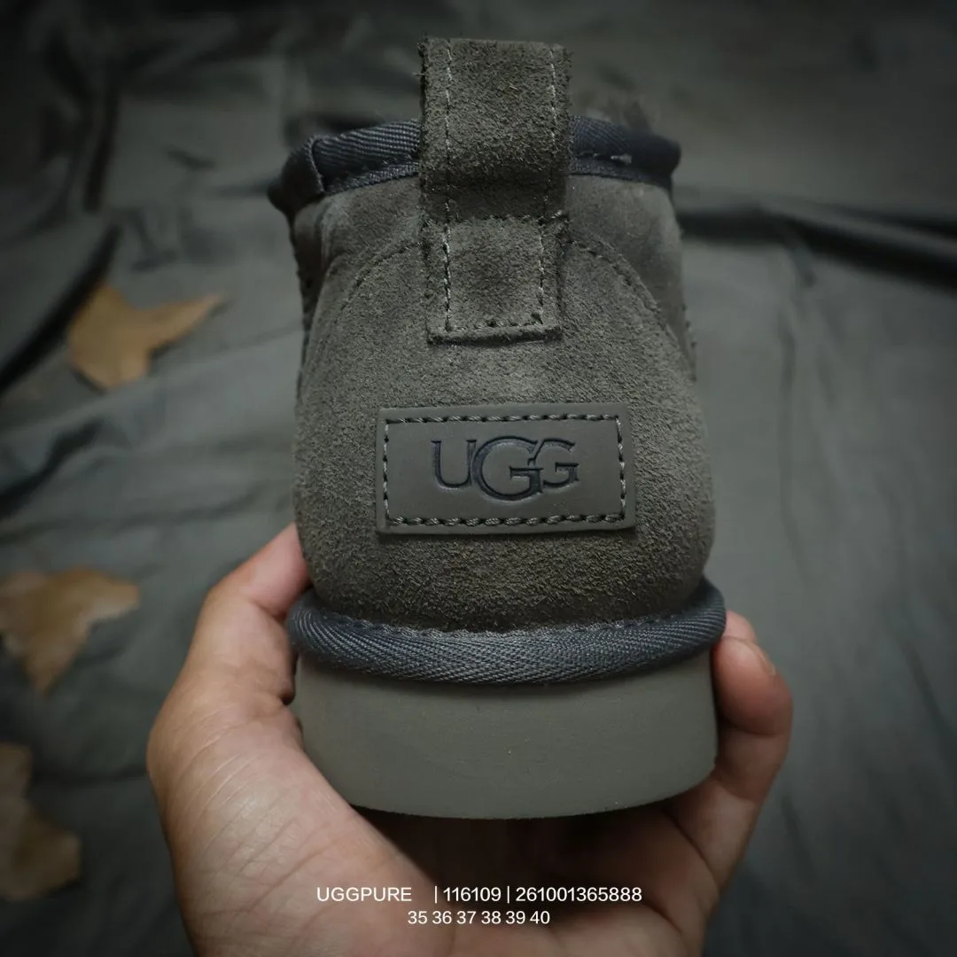 UGG Wool Suede-Look Round-Toe Ankle Boots in Grey · view 6