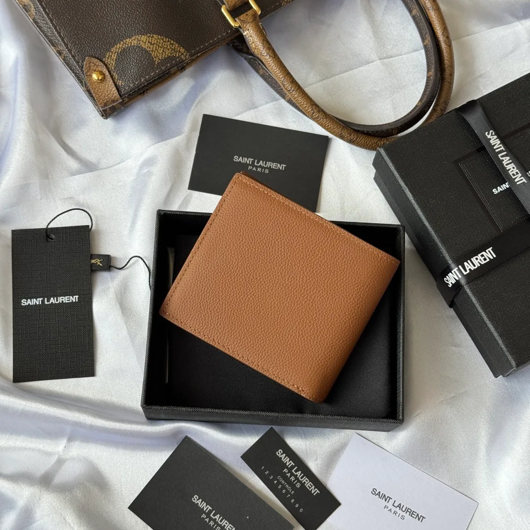 Saint Laurent Smooth Wallet in Tan · view 2