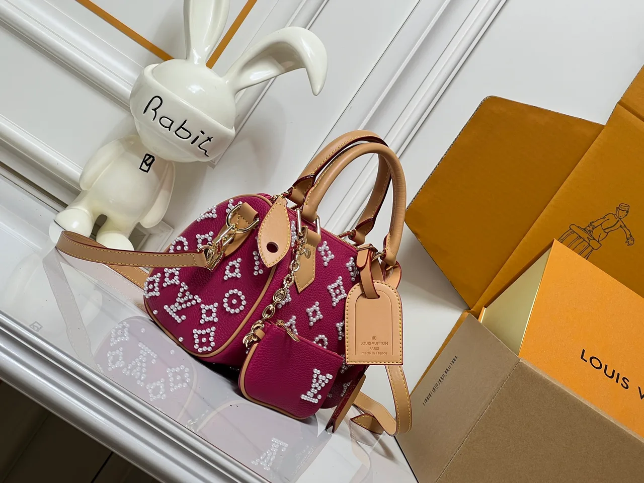 Louis Vuitton Calfskin Speedy Handbag in Pink · view 2