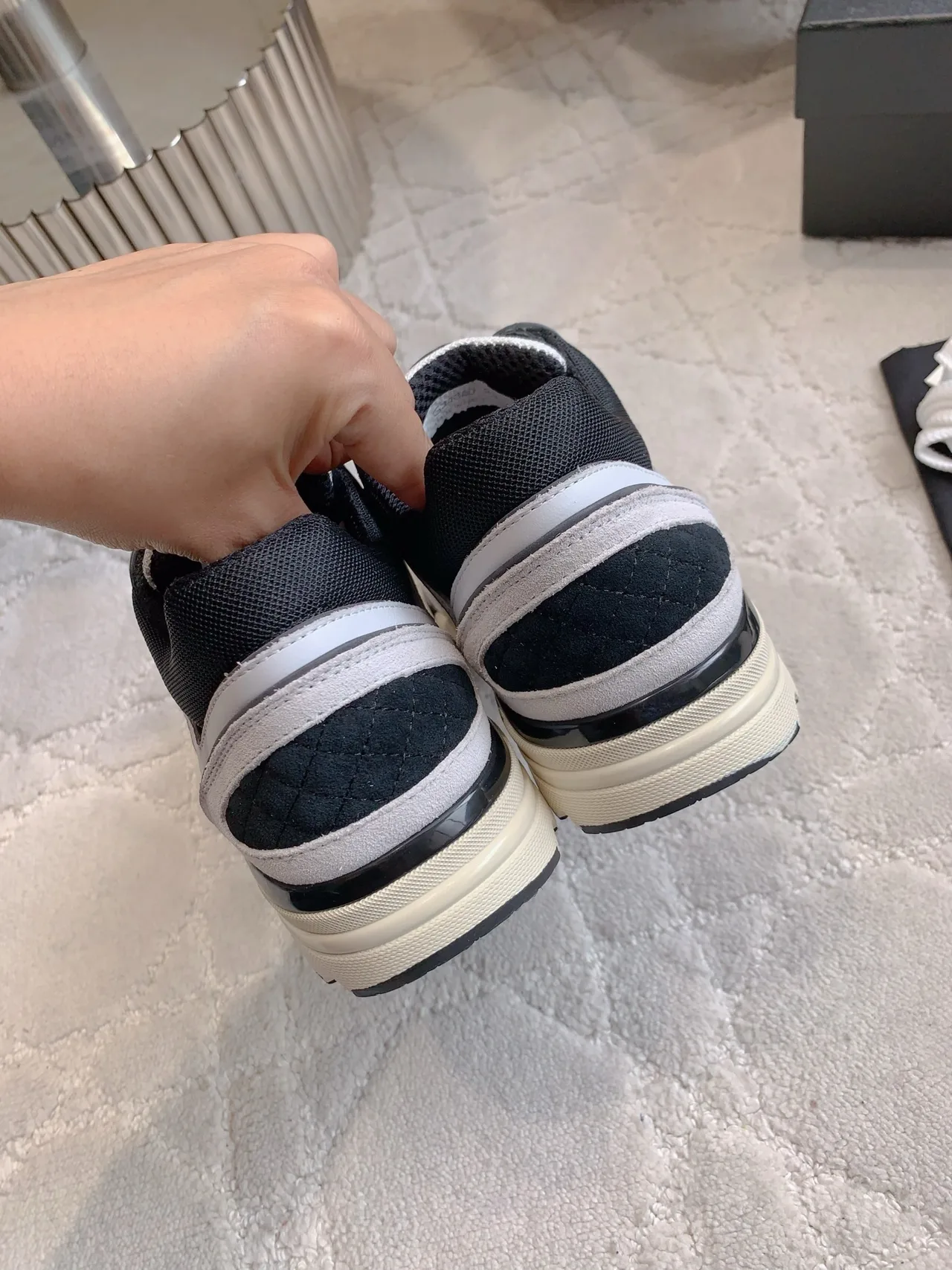 Chanel Quilted Sneakers in White · view 5