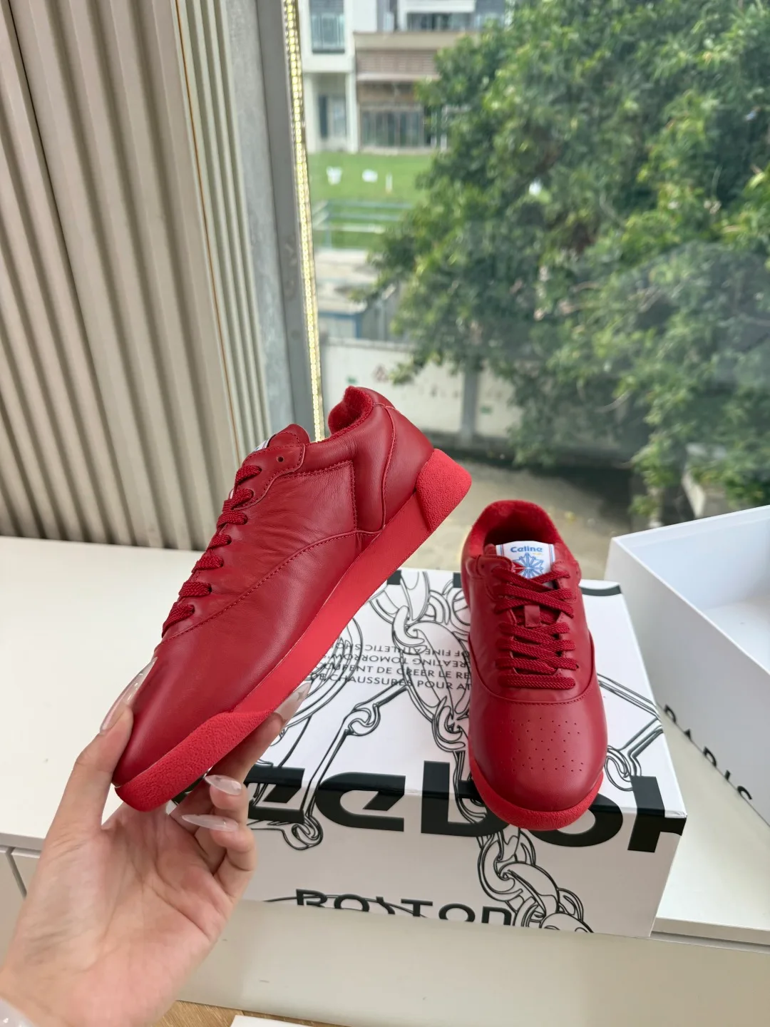 Celine Cowhide Smooth Sneakers in Red · view 5