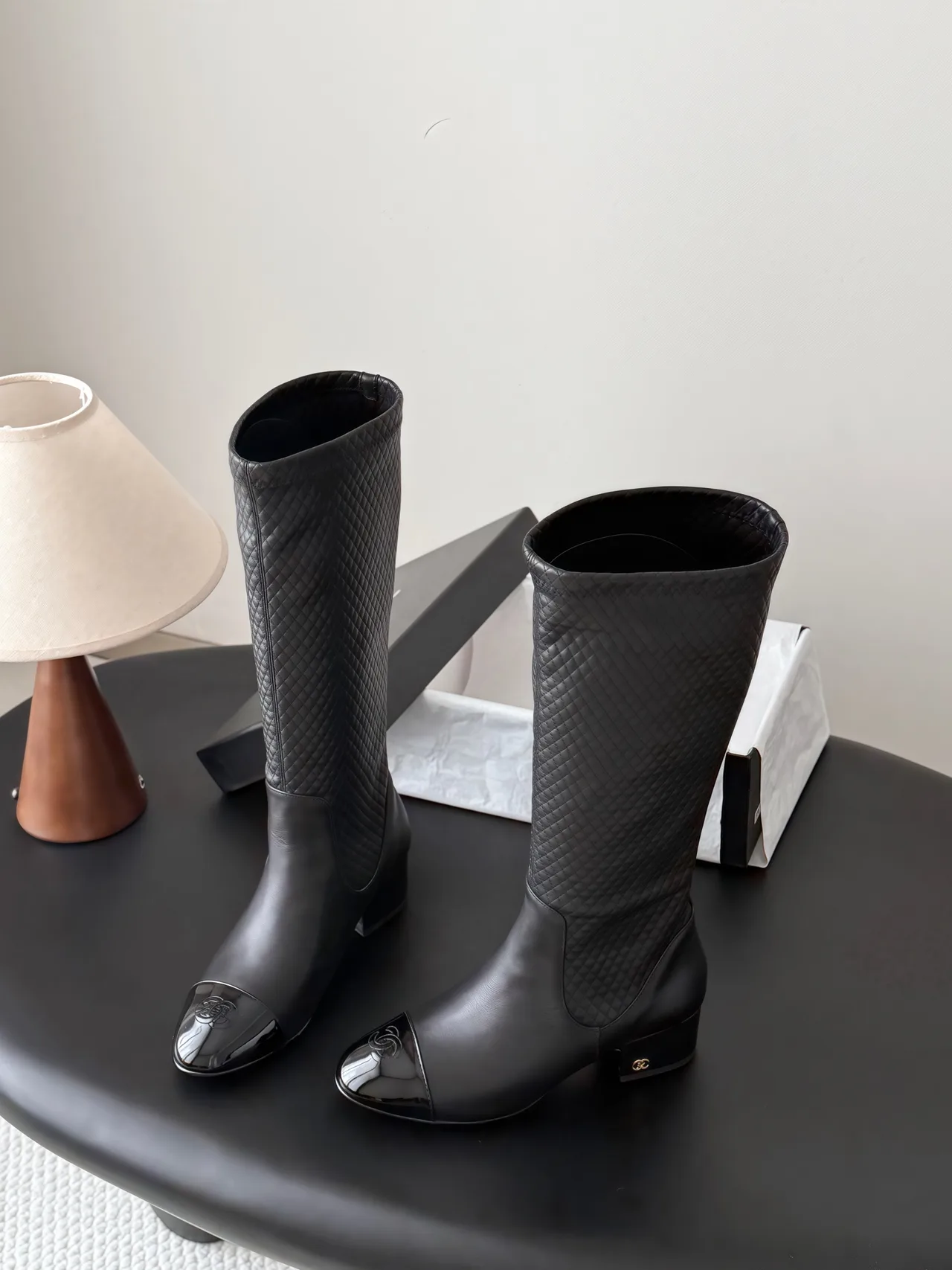 Chanel Cowhide Smooth Pointed-Toe Boots in Black · view 5