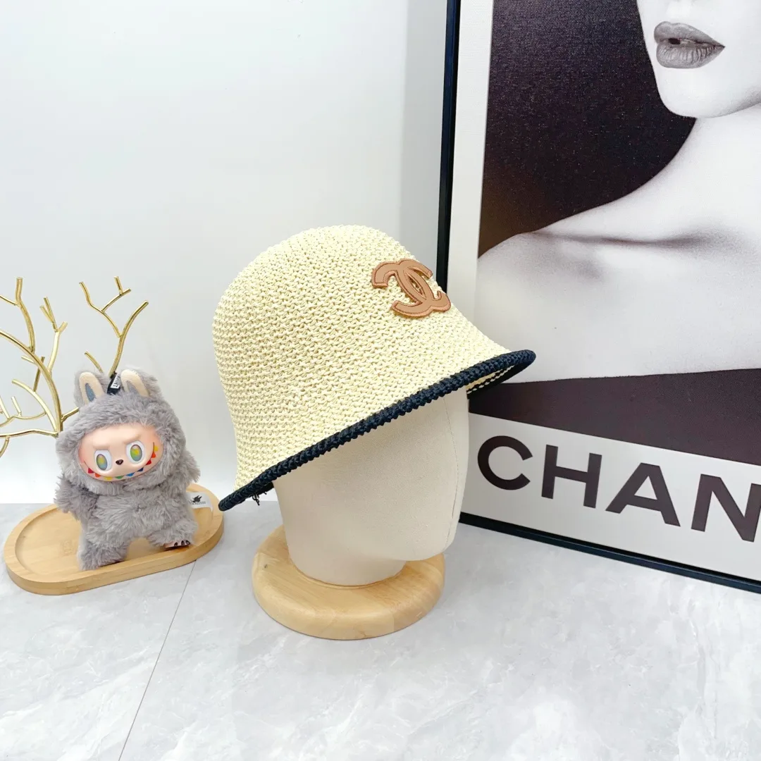 Chanel Woven Bucket Hat in White & Blue & Beige & Brown · view 6