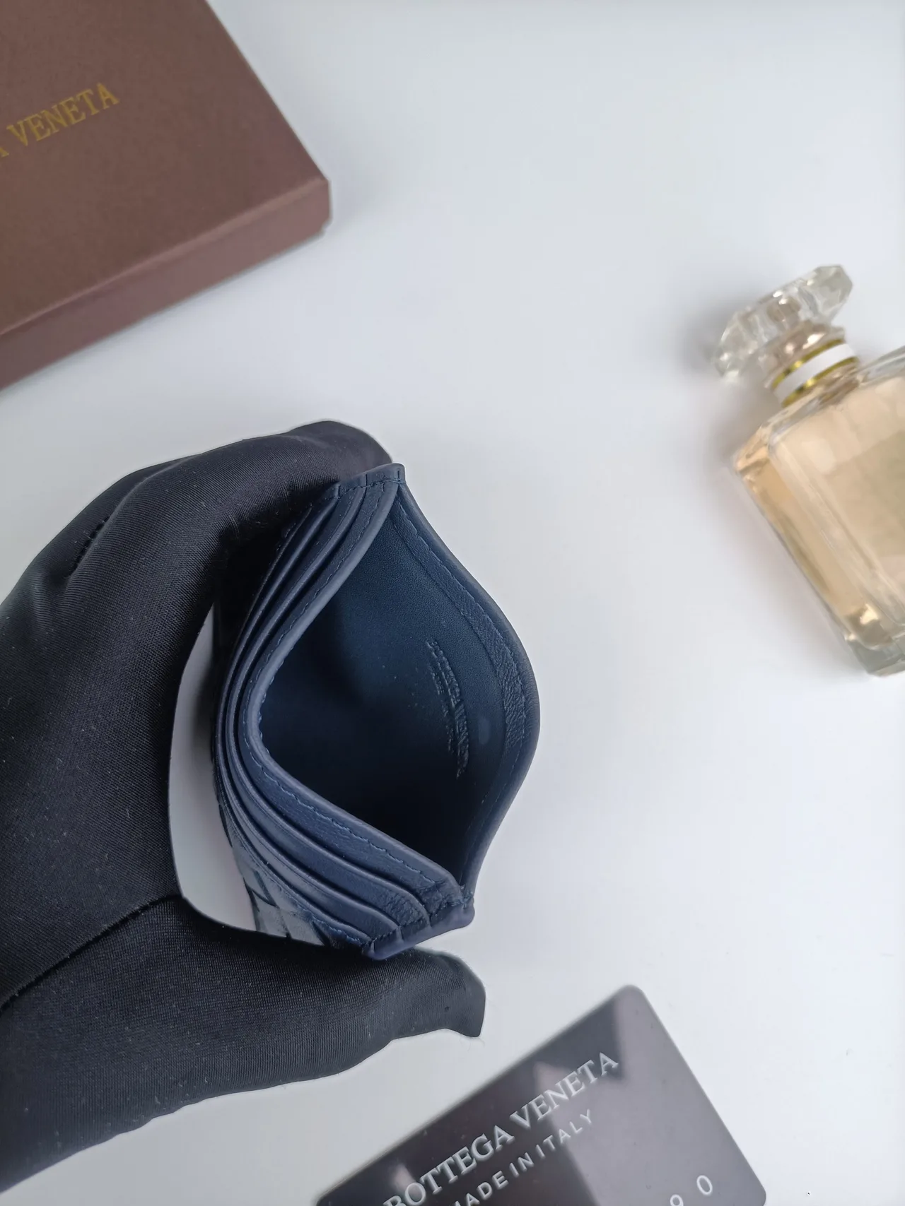 Bottega Veneta Woven Cardholder in Blue · view 5