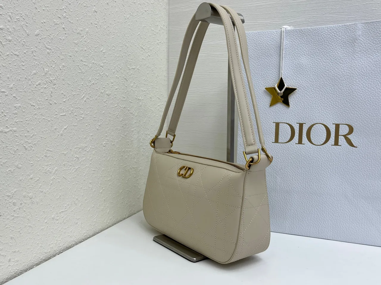 Dior Quilted Hobo Bag in Beige · view 3