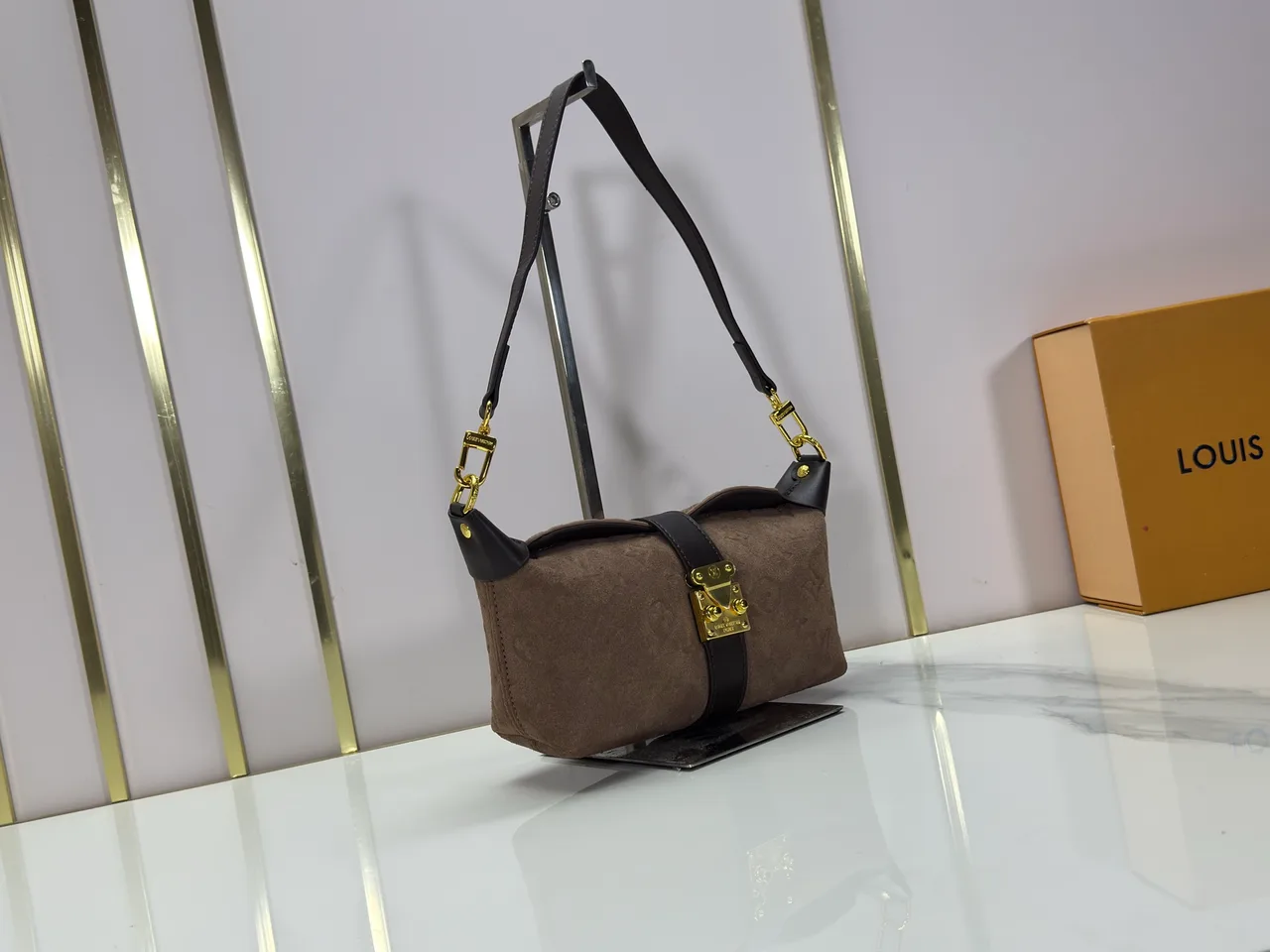 Louis Vuitton Suede Canvas Hobo Bag in Brown · view 2