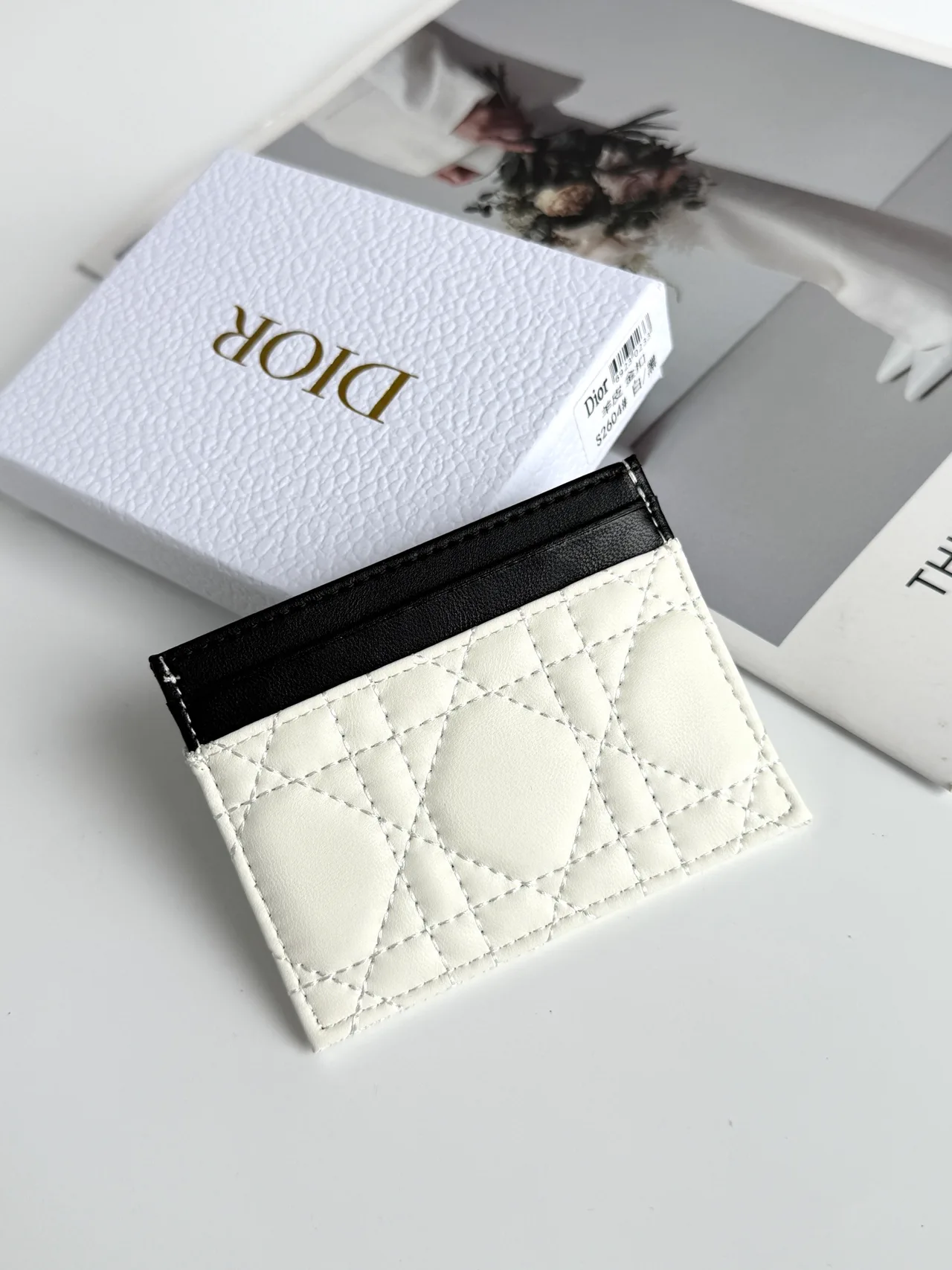 Dior Lambskin Bow Cardholder in White · view 2
