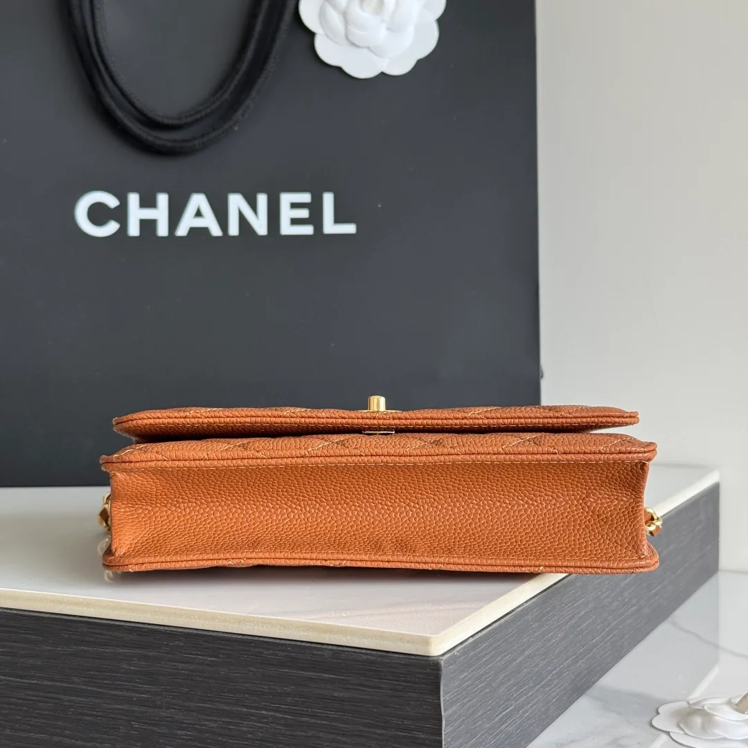 Chanel Calfskin Quilted Clutch in Tan · view 5