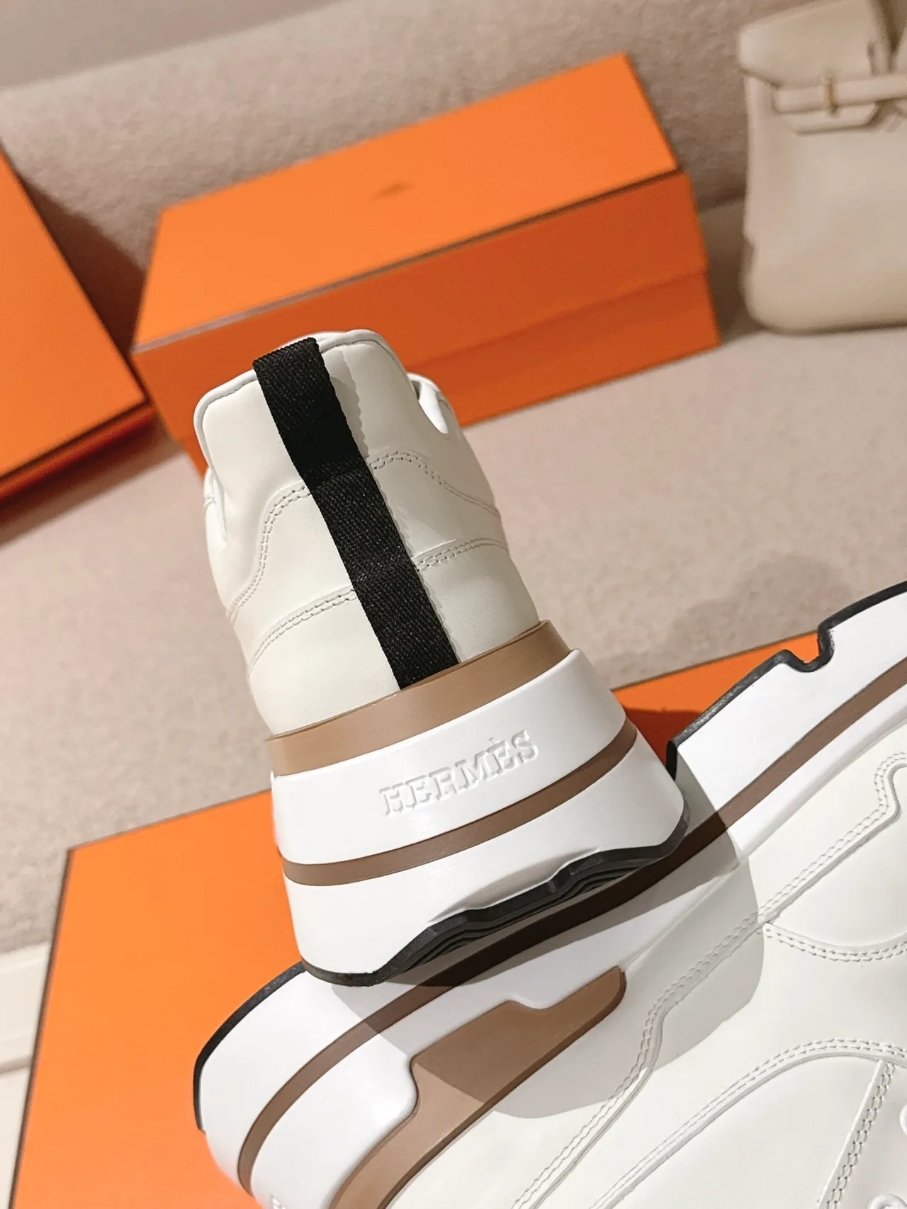 Hermes Calfskin Sneakers in White · view 8