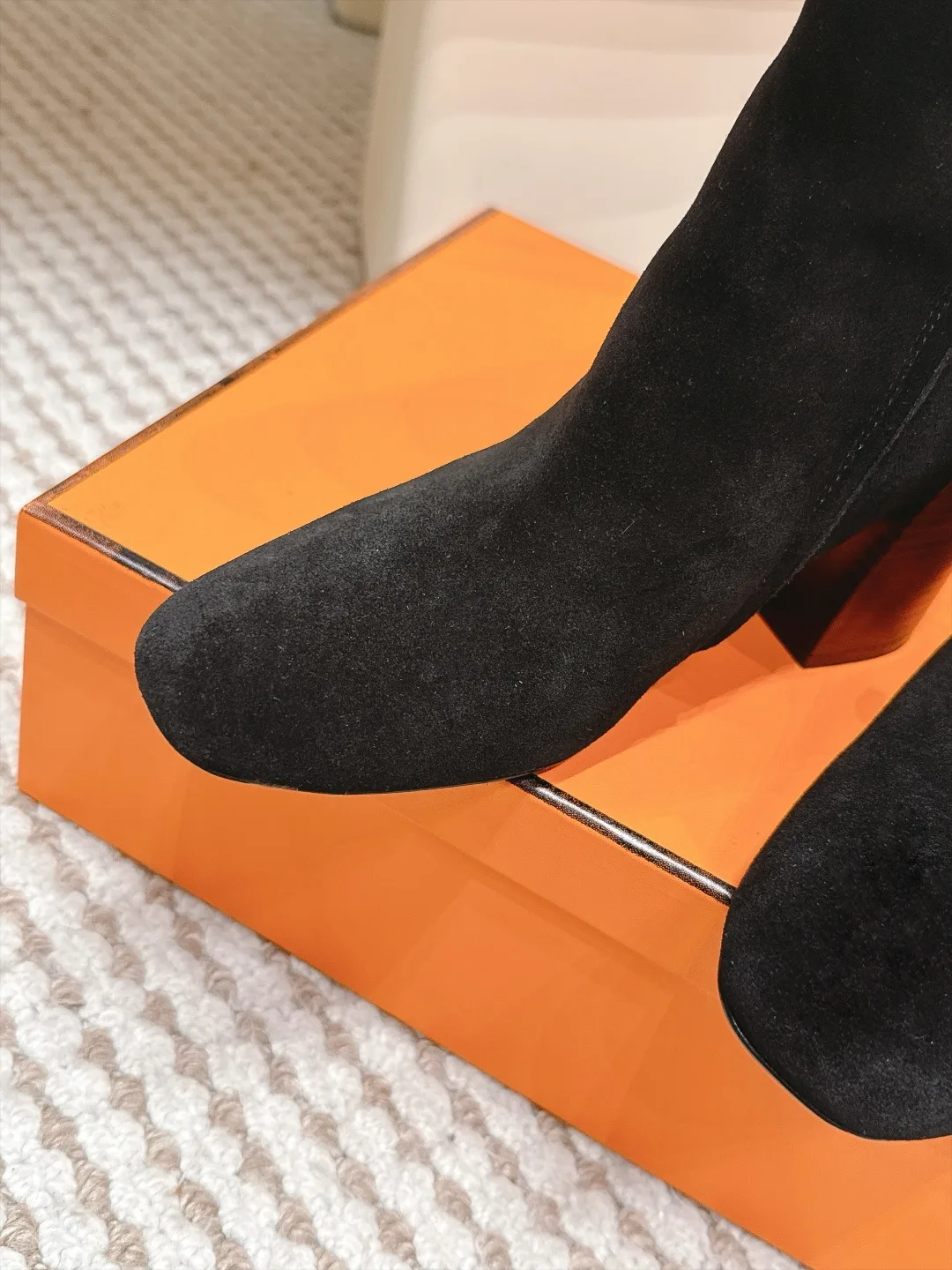 Loewe Suede-Look Square-Toe Ankle Boots in Black · view 6
