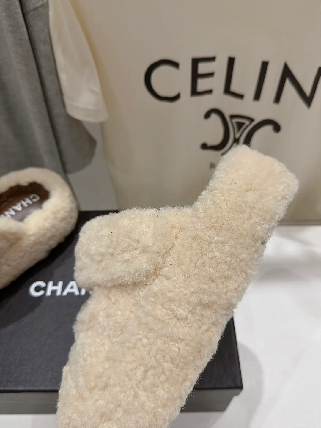 Chanel Smooth Slippers in Cream · view 8