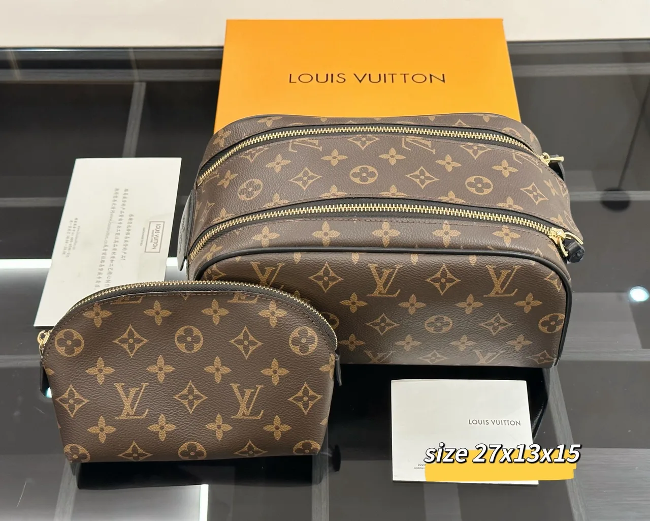 Louis Vuitton Double-Zip Bag in Brown & Grey & White · view 3