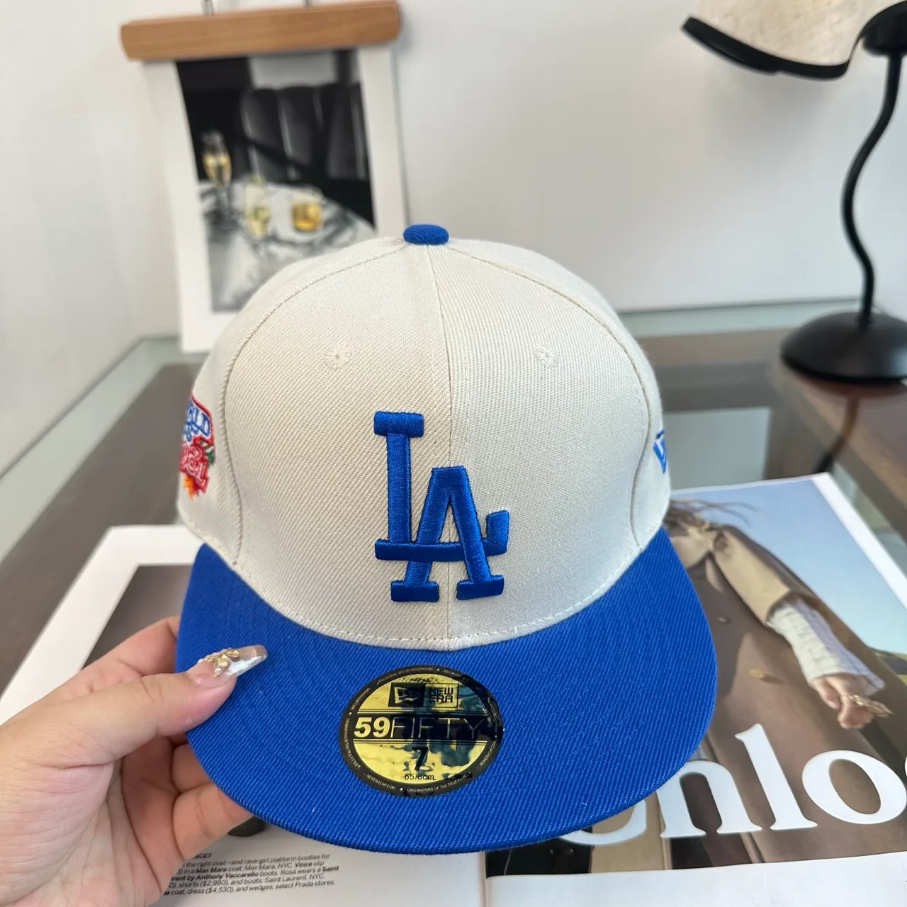 New Era Embroidered Baseball Cap in White · view 4