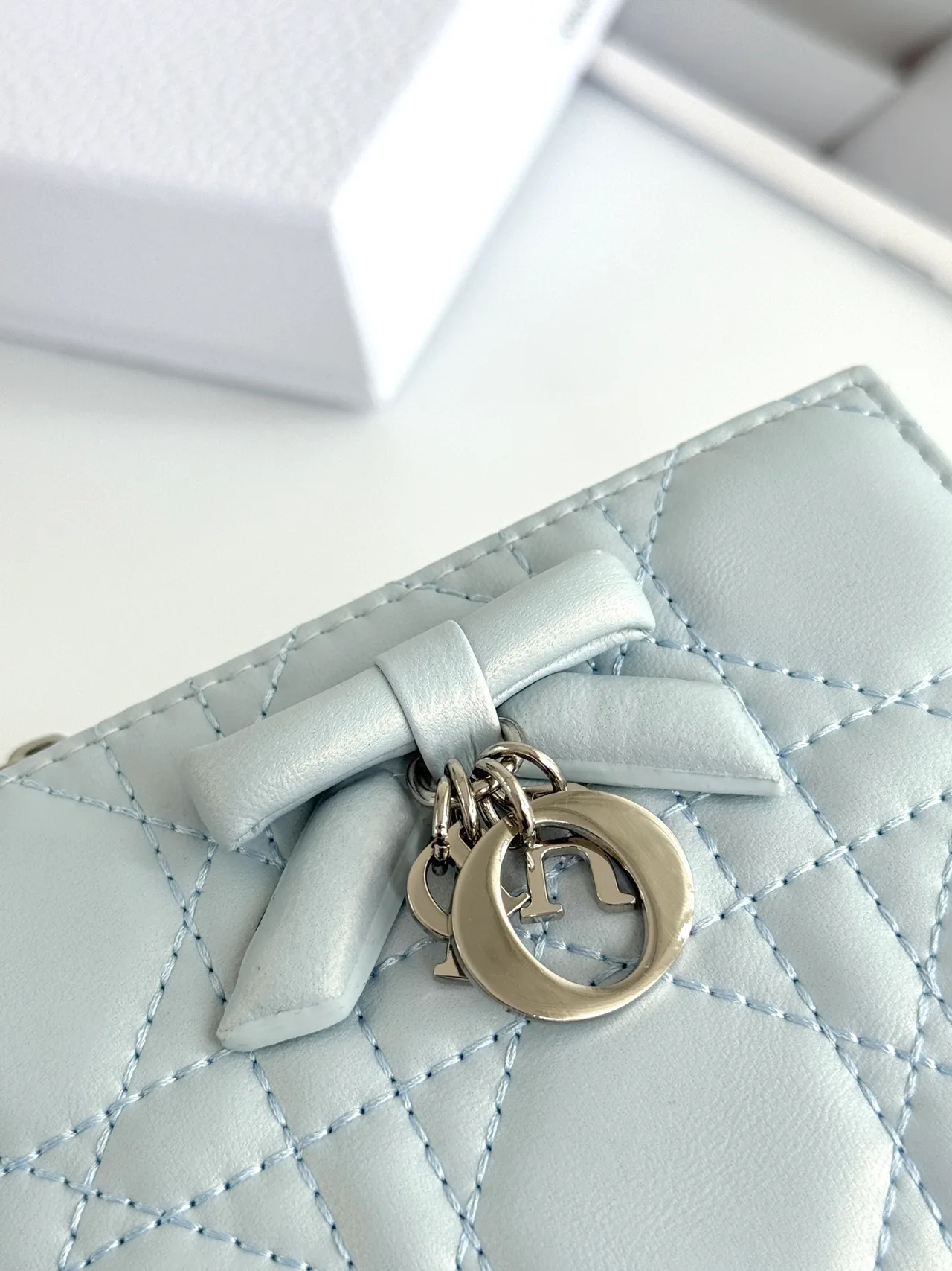 Dior Lambskin Quilted Wallet in Blue · view 3