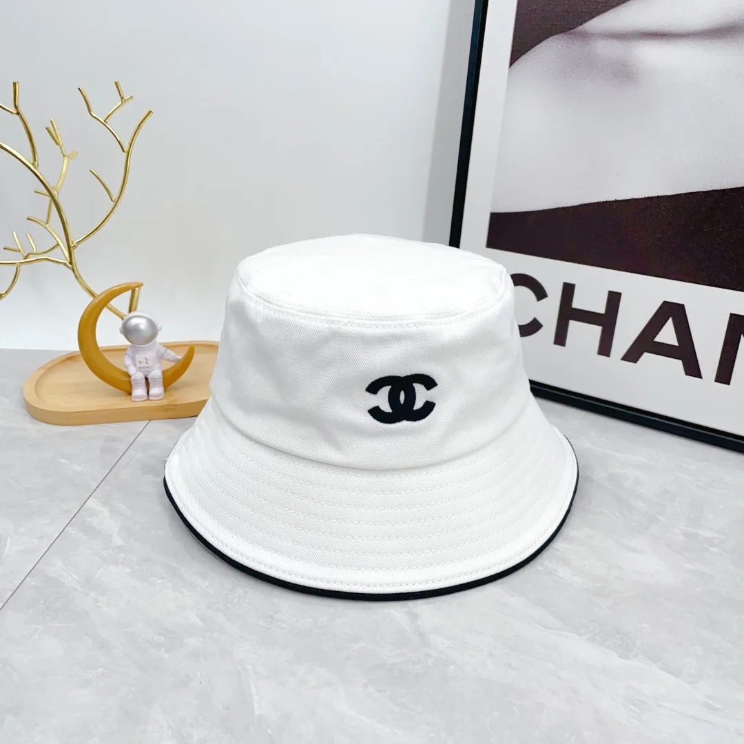 Chanel Bucket Hat in White & Blue & Black · view 1