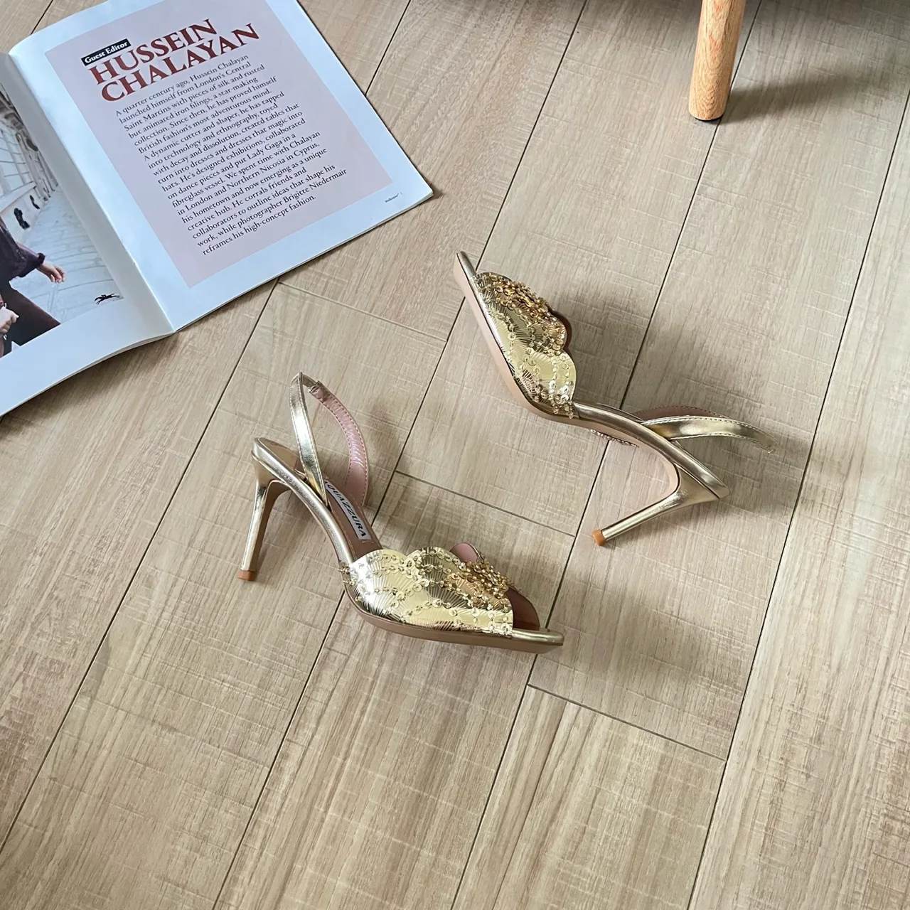 Aquazzura Sheepskin Square-Toe Sandals in Gold · view 5