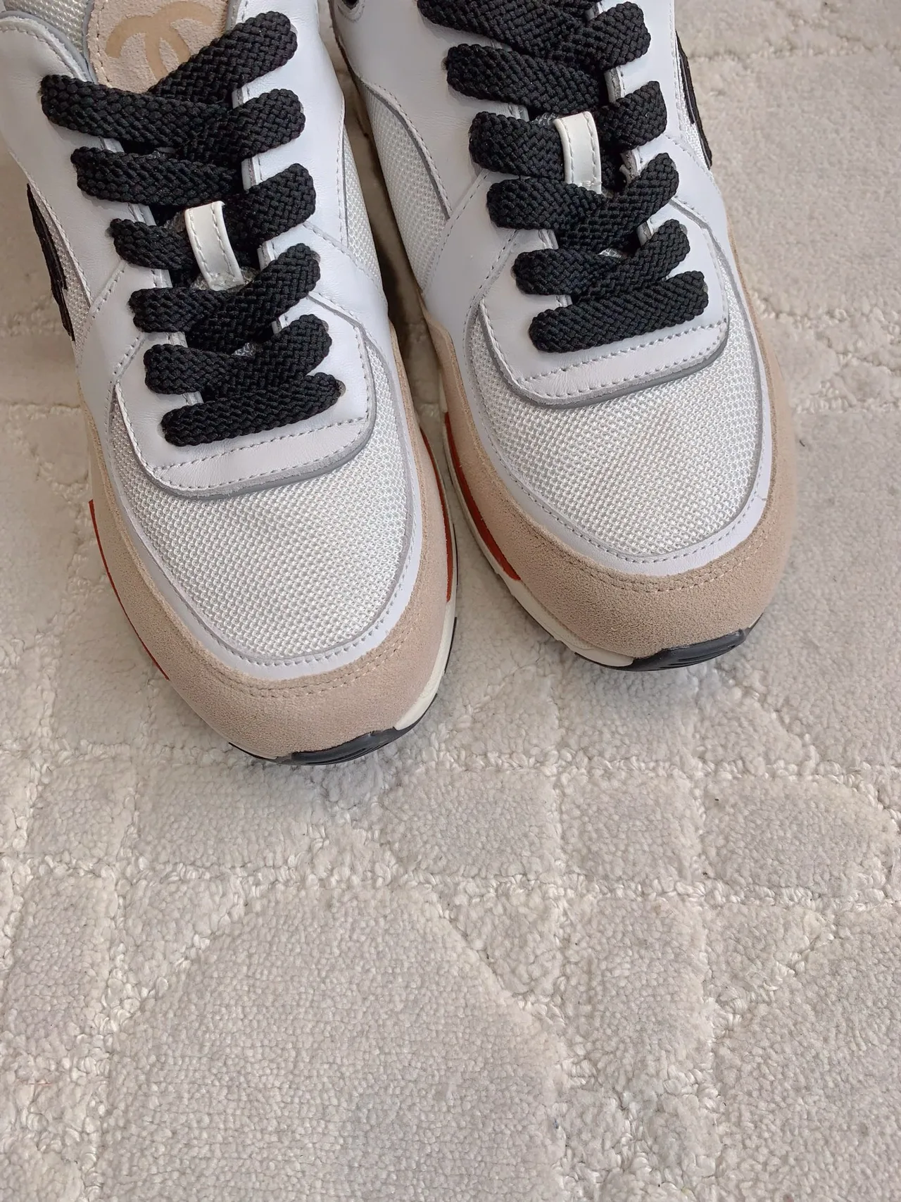 Chanel Quilted Sneakers in White · view 7