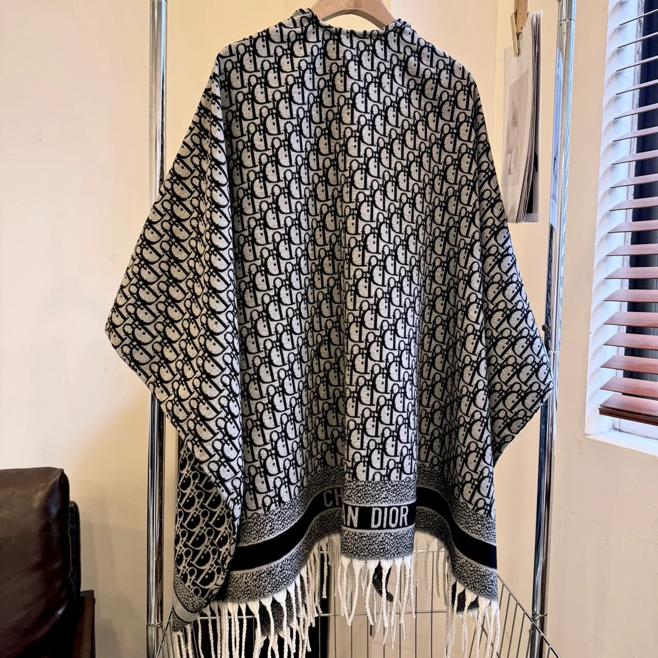Dior Cashmere Poncho in White · view 3