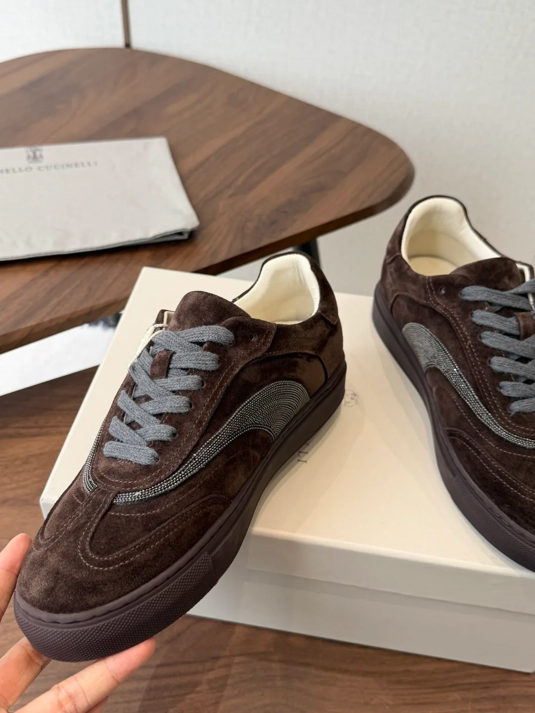Brunello Cucinelli Cowhide Suede Sneakers in Brown · view 5