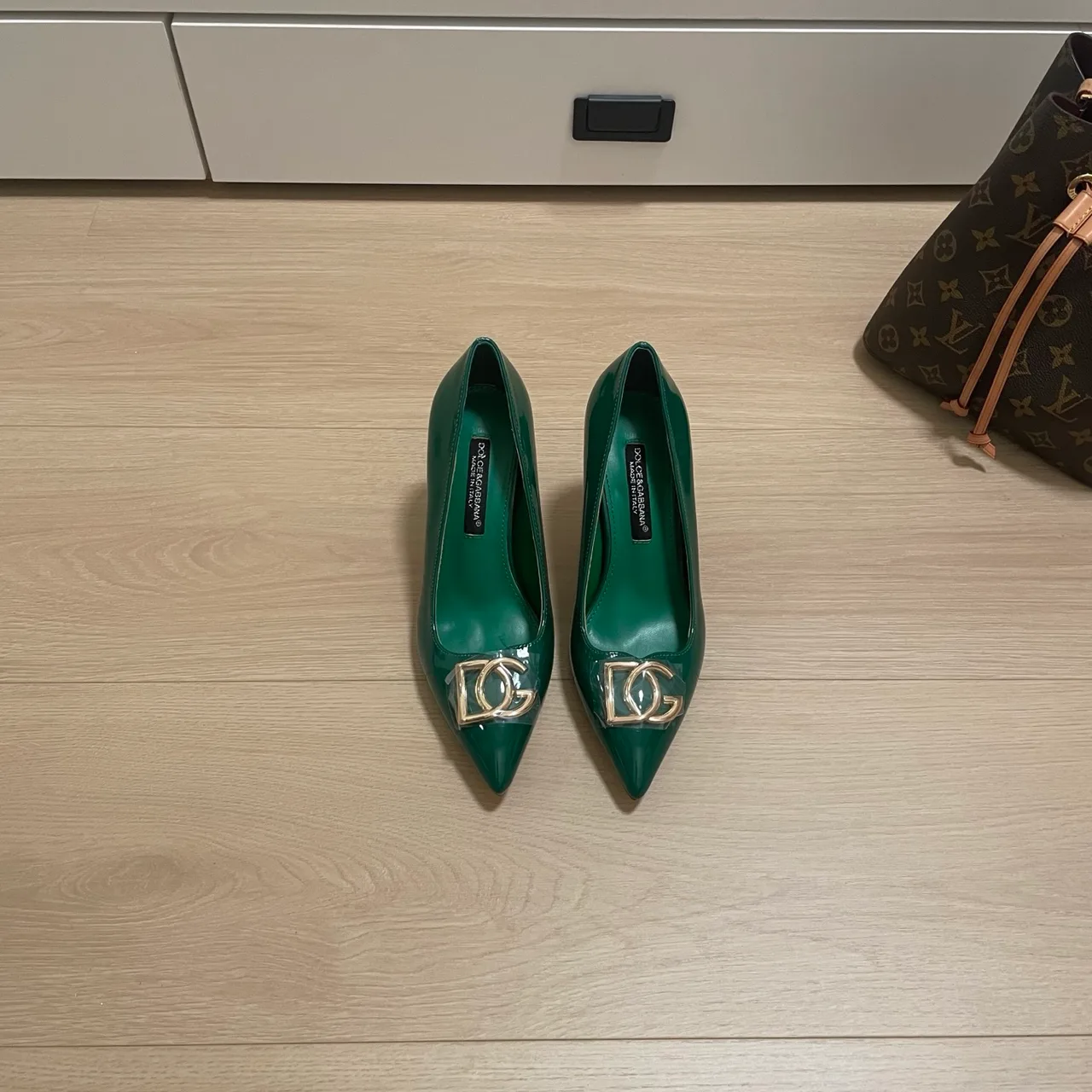 Dolce & Gabbana DG Pointed Heel Pumps in Green & Black & Beige & Burgundy & Red & White & Gold & Pink · view 1