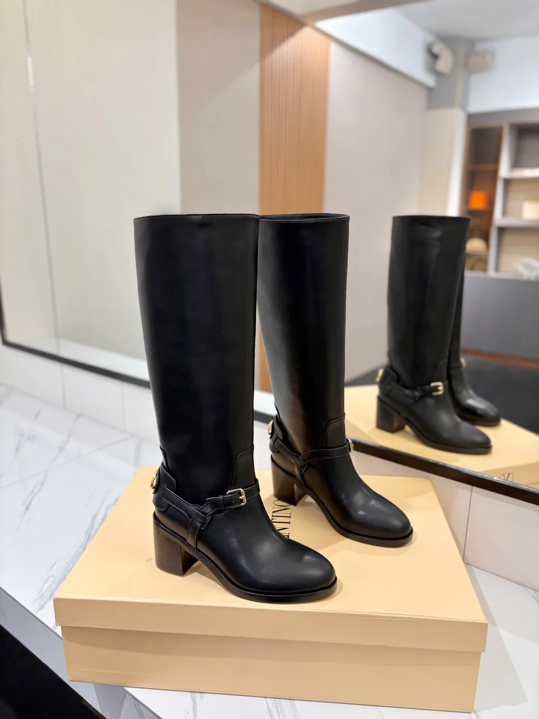 Valentino Calfskin Boots in Black · view 1