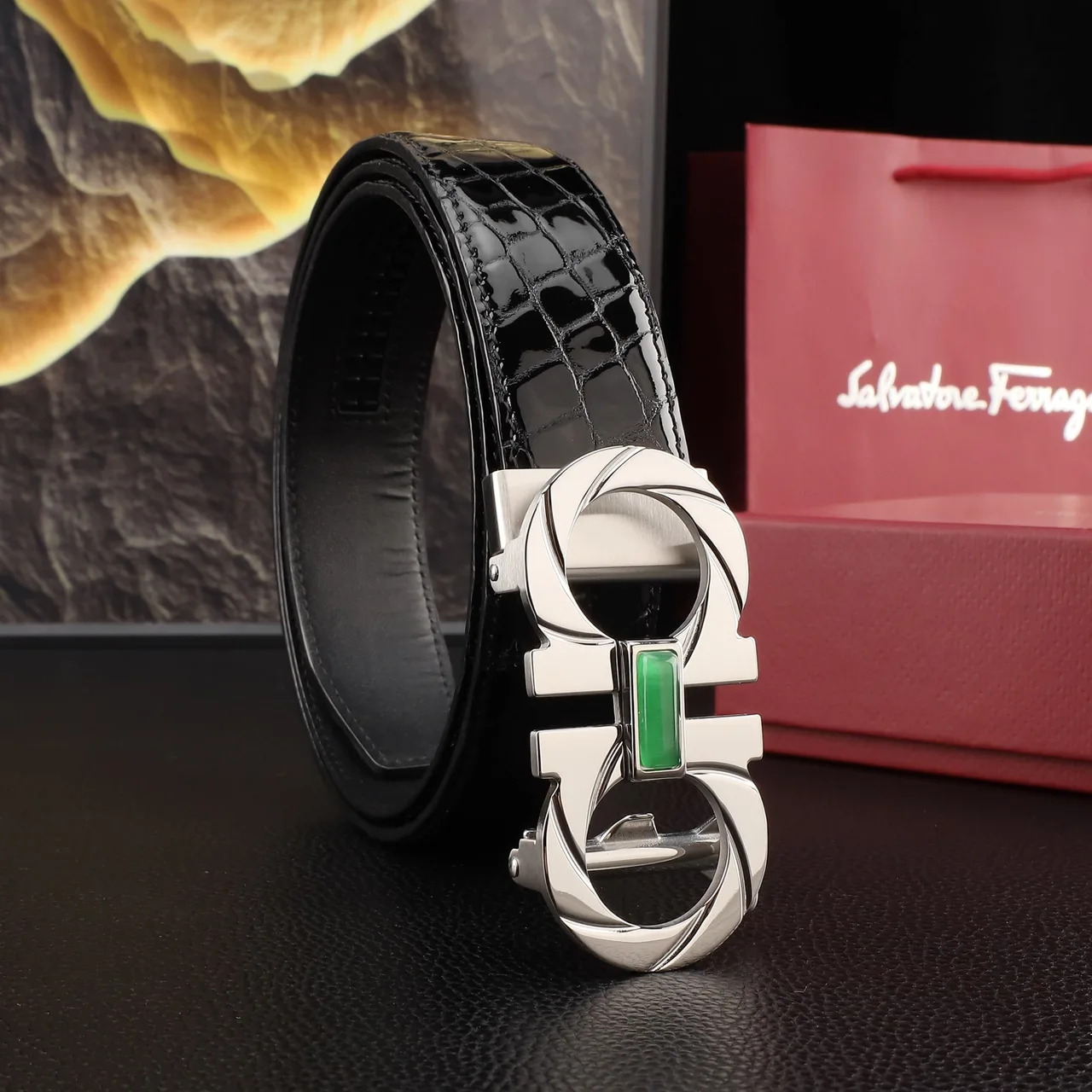 Ferragamo Gancini automatic belt in Black · view 1